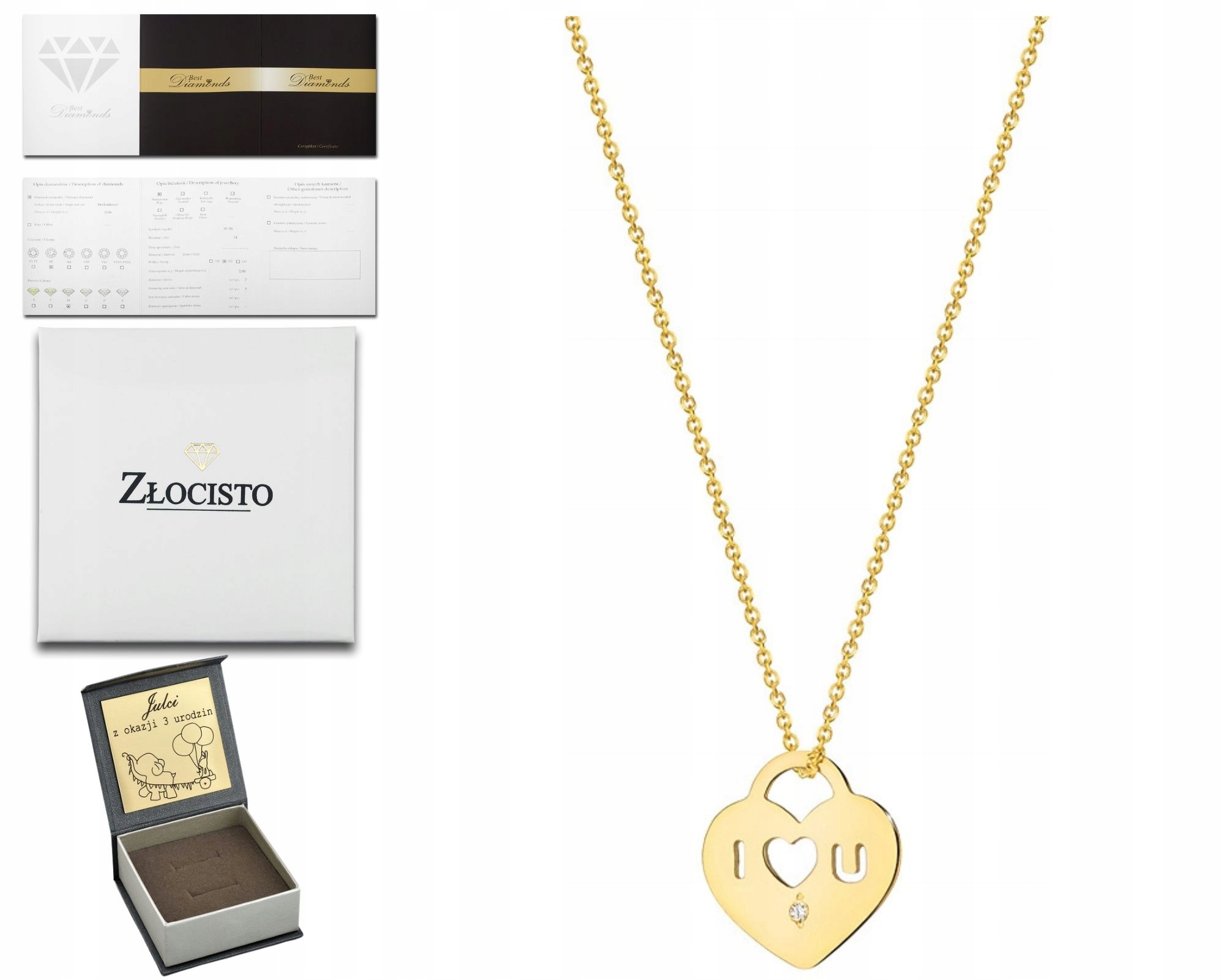 Zlatý Náhrdelník Celebrity Diamant 585 Gravírování