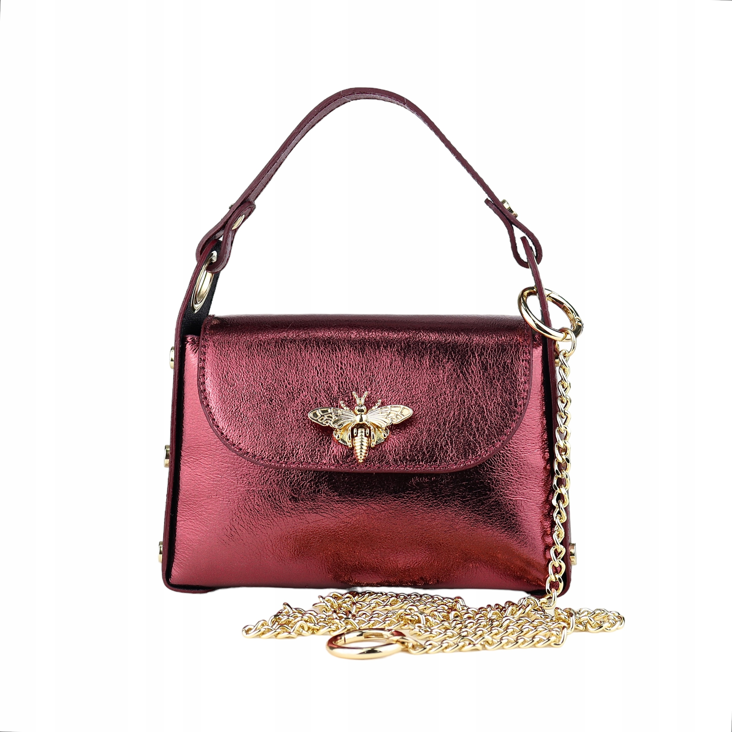 Dámská kožená kabelka Alta Červená Lesklá