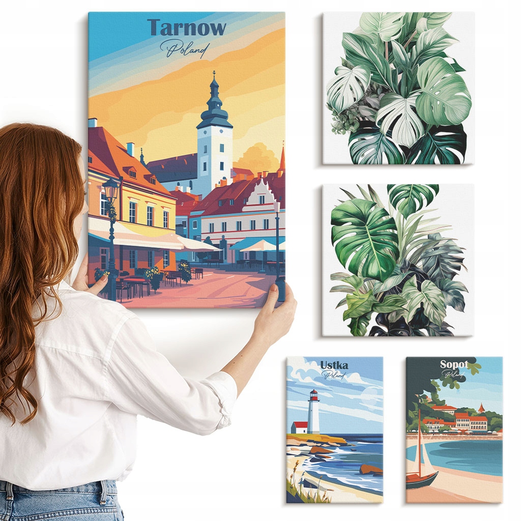 Sada obrázků pro dekoraci galerie Polské přímořská města Flora 5 kusů