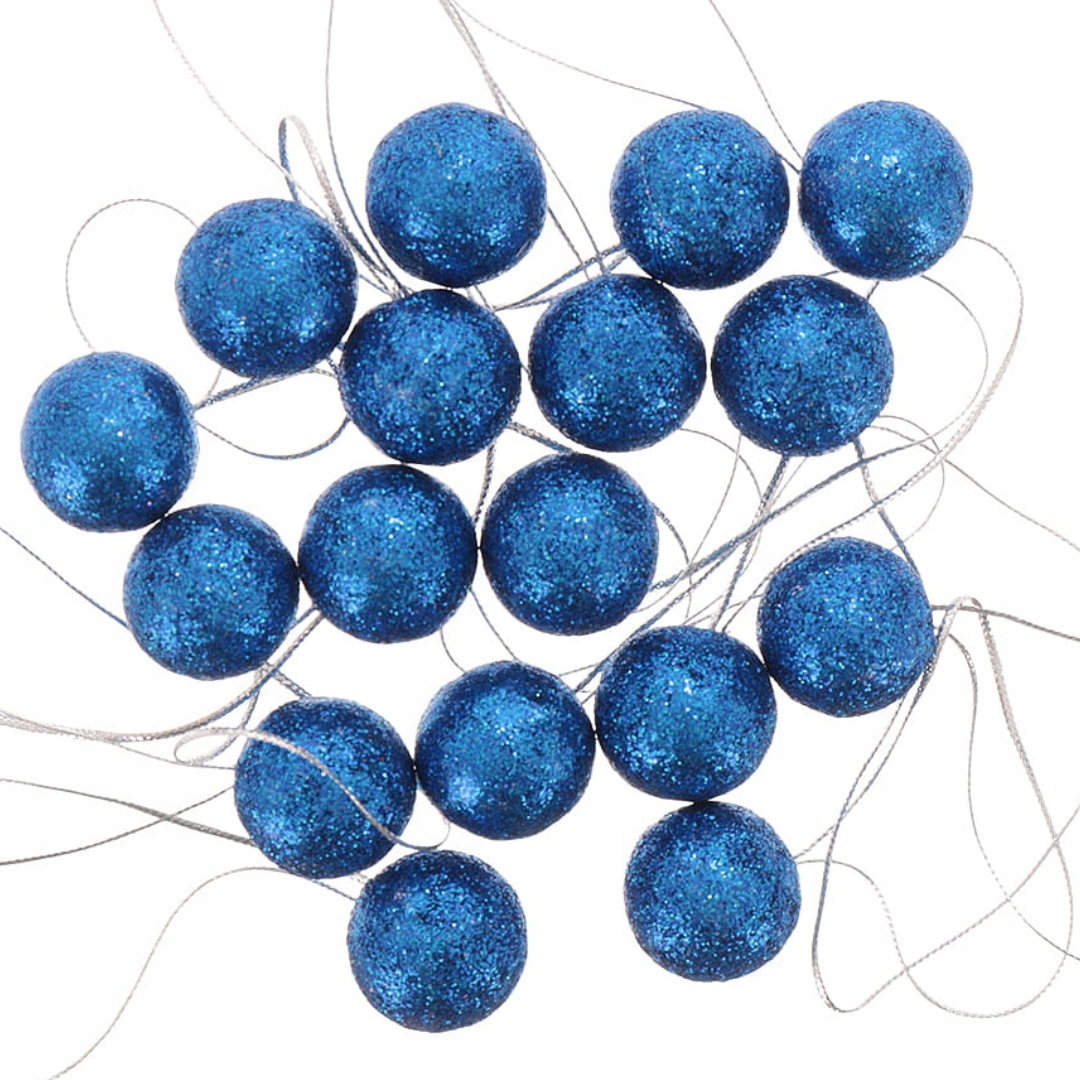 

[680119] Bombki brokatowe 2,5cm 18 sztuk granatowe