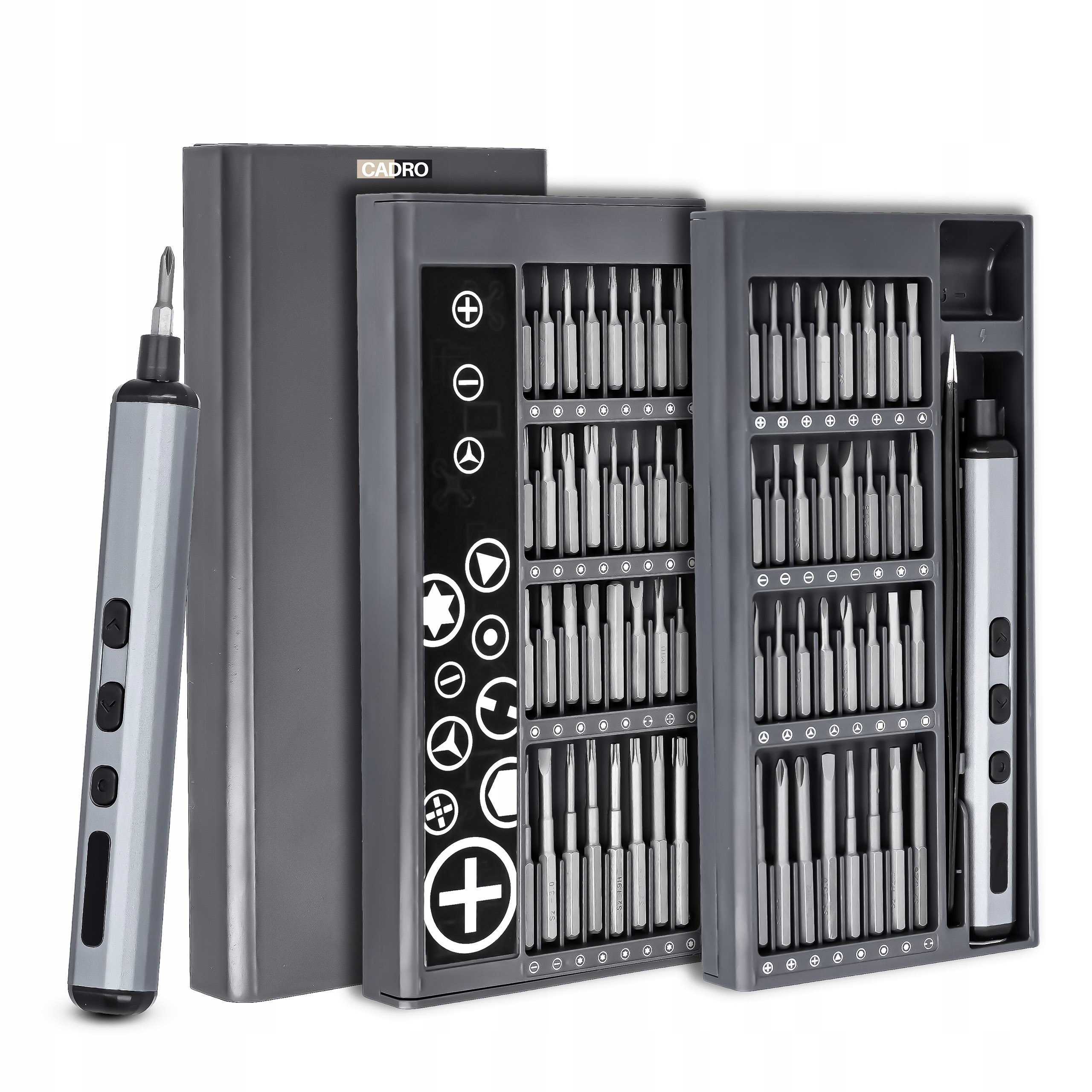 Wkrętak elektryczny precyzyjny śrubokręt zestaw bitów etui 68 el.