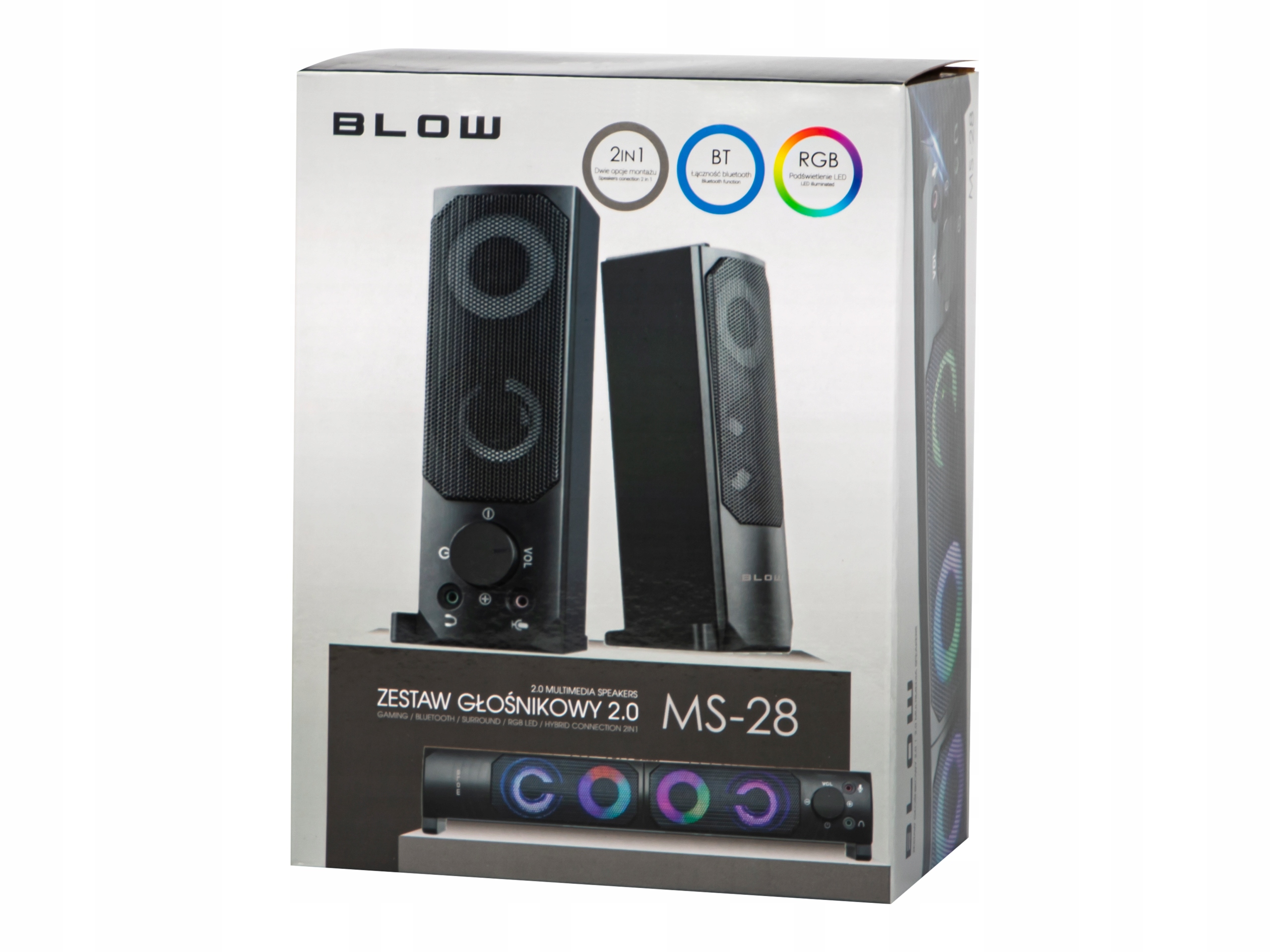 GŁOŚNIKI KOMPUTEROWE BLUETOOTH SOUNDBAR 2.0 6W USB 5V DC LED RGB 2w1 ZESTAW Moc głośników (RMS) 6 W