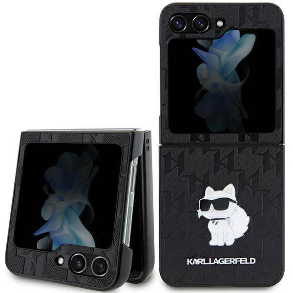 Pouzdro Karl Lagerfeld Saffiano Monogram pro Samsung Galaxy Z Flip 5 Černé