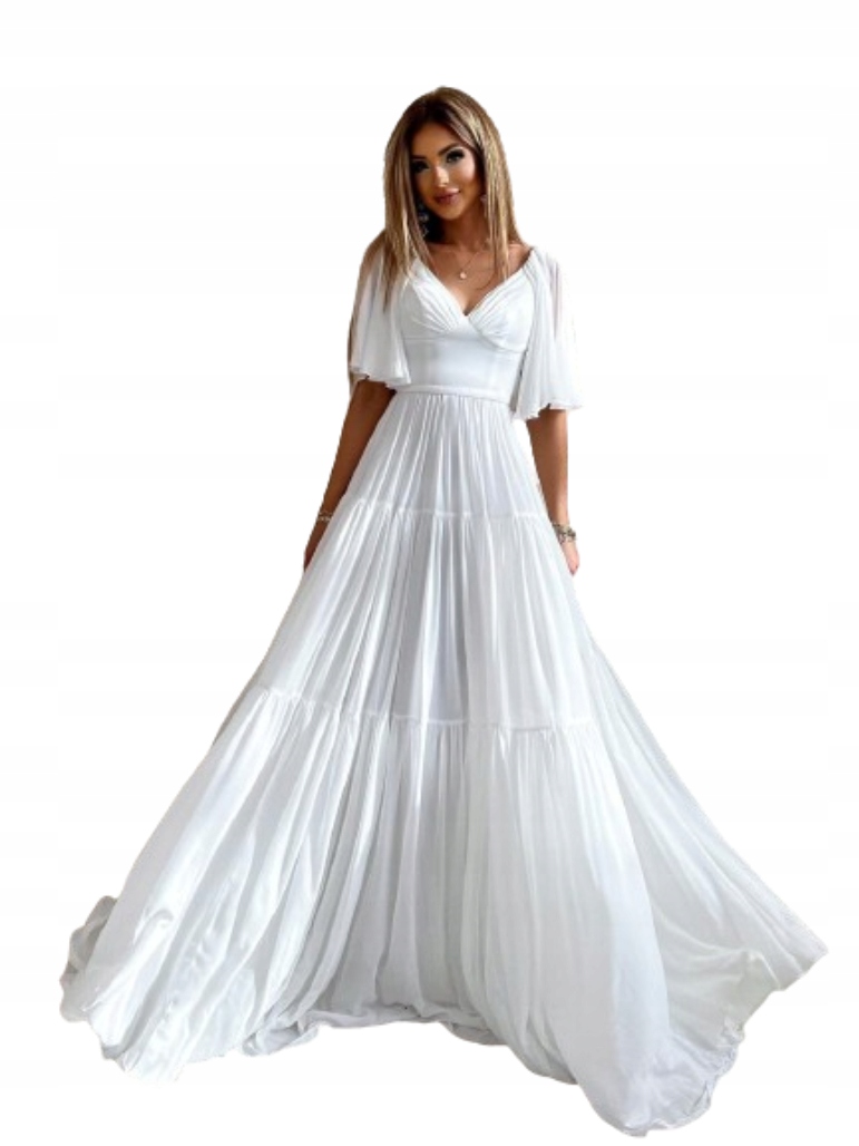 Mamatex Bílá Rozkládací Šifonová Šaty Svatební Xs