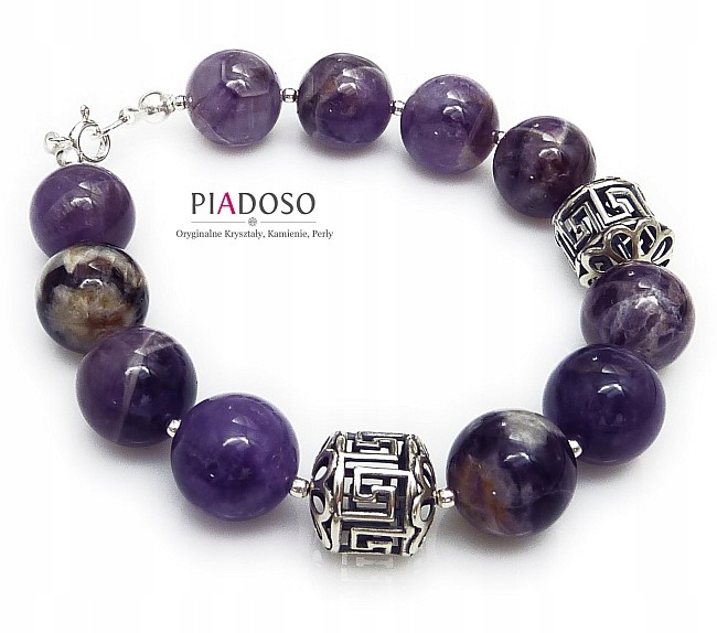 Ametyst Krásný náramek S Certifikátem Stříbro