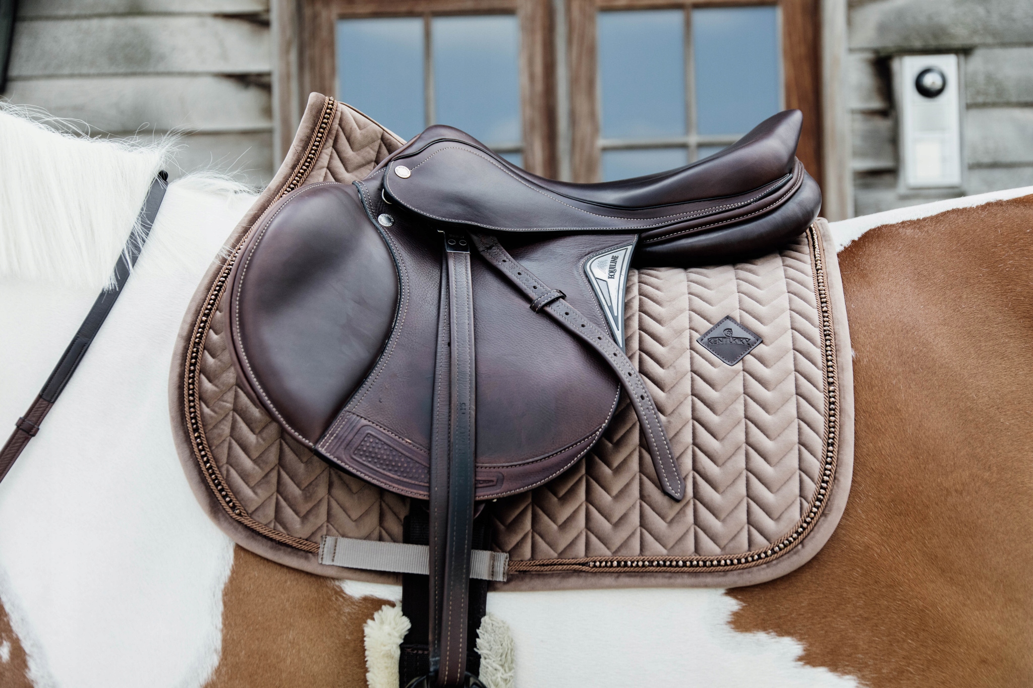 Podsedlová Dečka pro koně Kentucky Velvet Pearls velurový béžový Vs