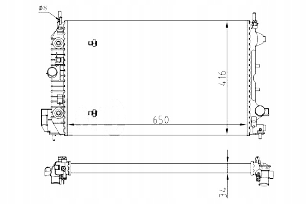 CHŁODNICA WODY CROMA 05- 1.9 JTD VECTRA C 02- 1.9 CDTI 9-3 02 ABAKUS Producent części Abakus
