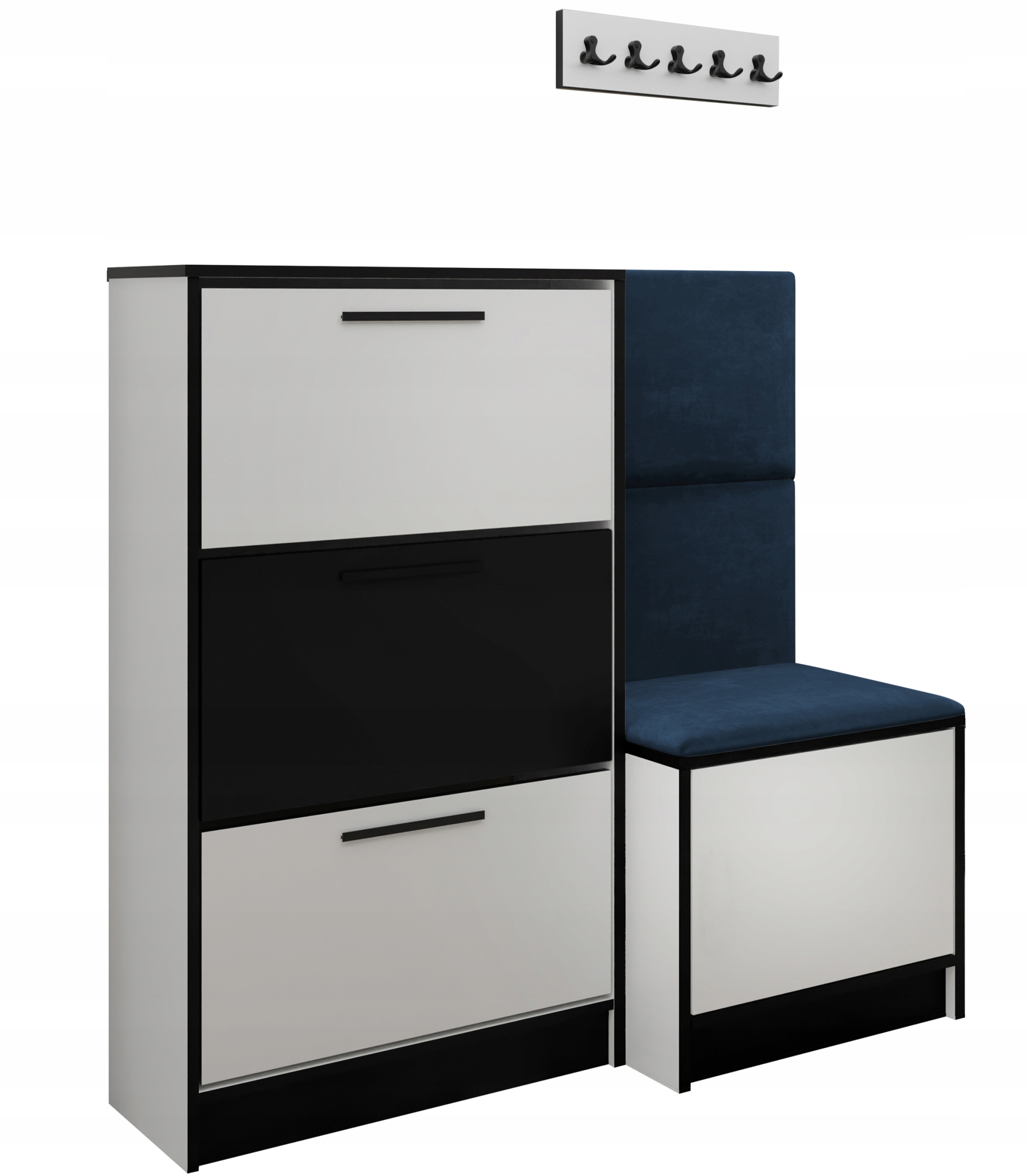 Sada Kubi botník a sedák bílá modrá tkanina