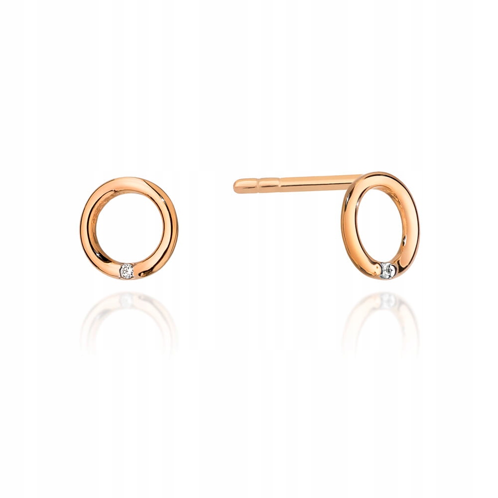 

Kolczyki z różowego złota brylanty ring sztyfty