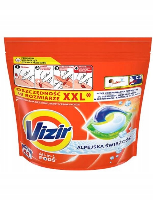 Levně kapsle Vizir na praní bílých tkanin (44 praní) Alpská svěžest