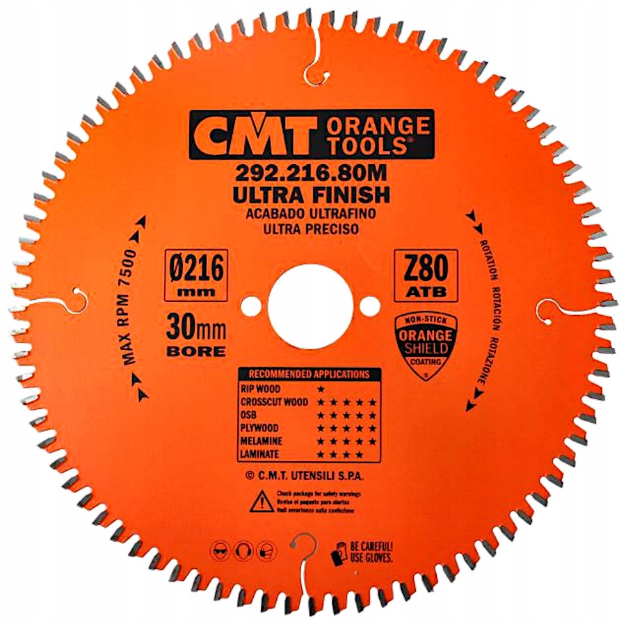 

Cmt Piła tarczowa do drewna laminatu 216x30mm 80z