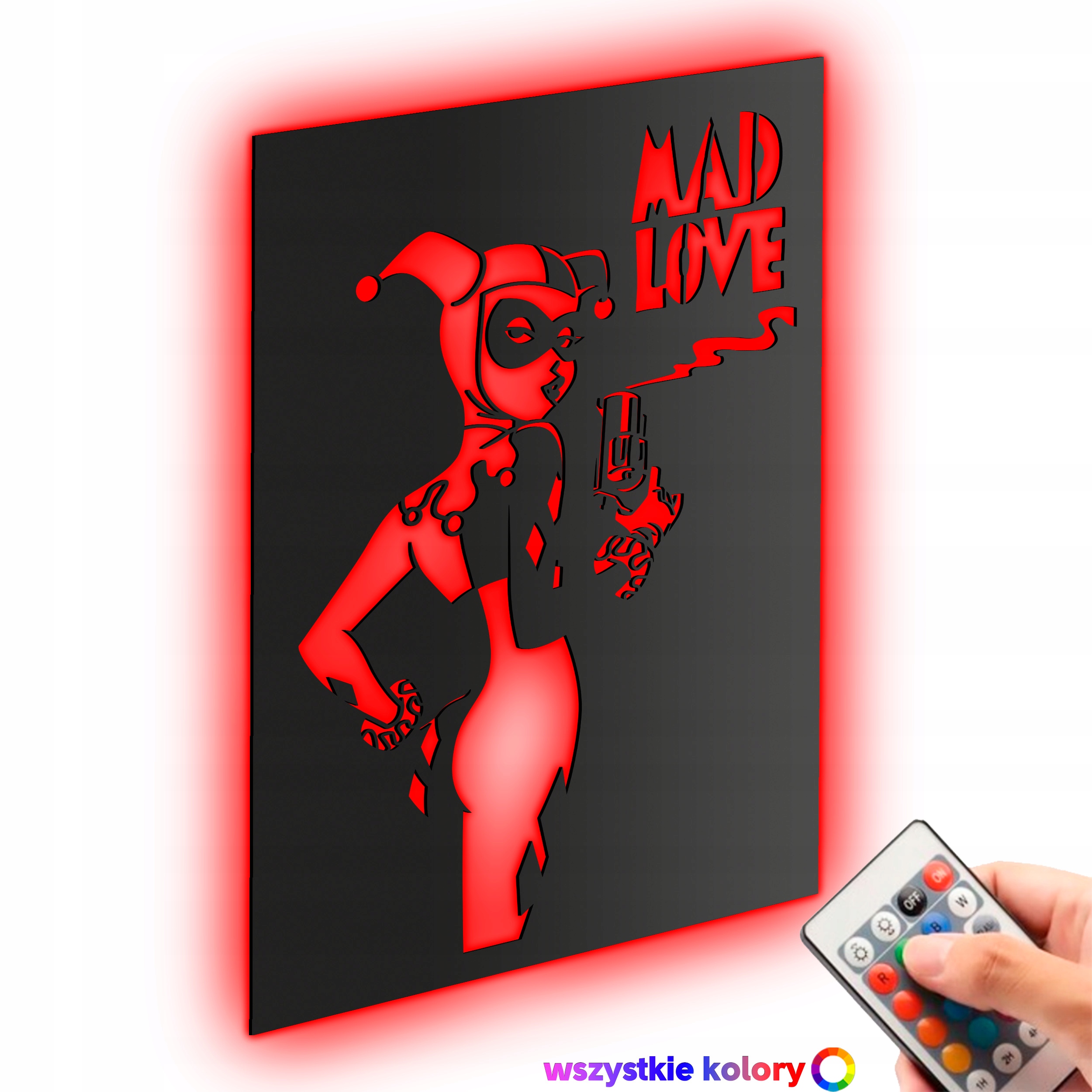 Dřevěný 3D obraz Harley Quinn Nástěnná Dekorace Dárek Noční Lampa Led