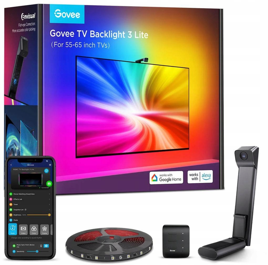 Govee H6099 Tv Backlight 3 Lite Led podsvietenie pre Tv 55-65 palcov, Rgbicw