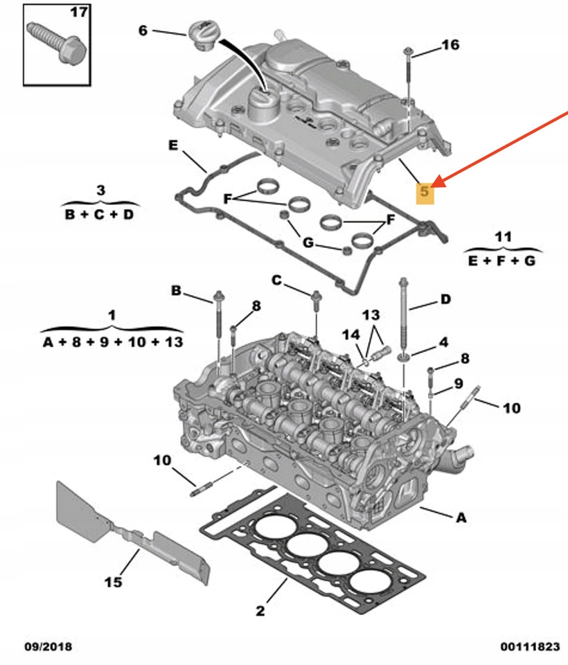 OE POKRYWA ZAWORÓW CITROEN 1.6 THP 9818425480