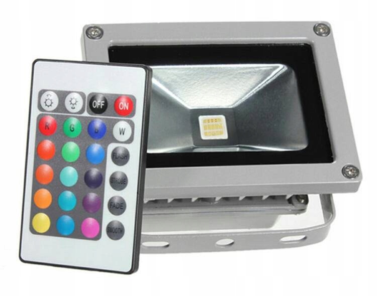 REFLEKTOR LED NAŚWIETLACZ LED RGB KOLOROWY PILOT IR IP68 LAMPA OGRODOWA