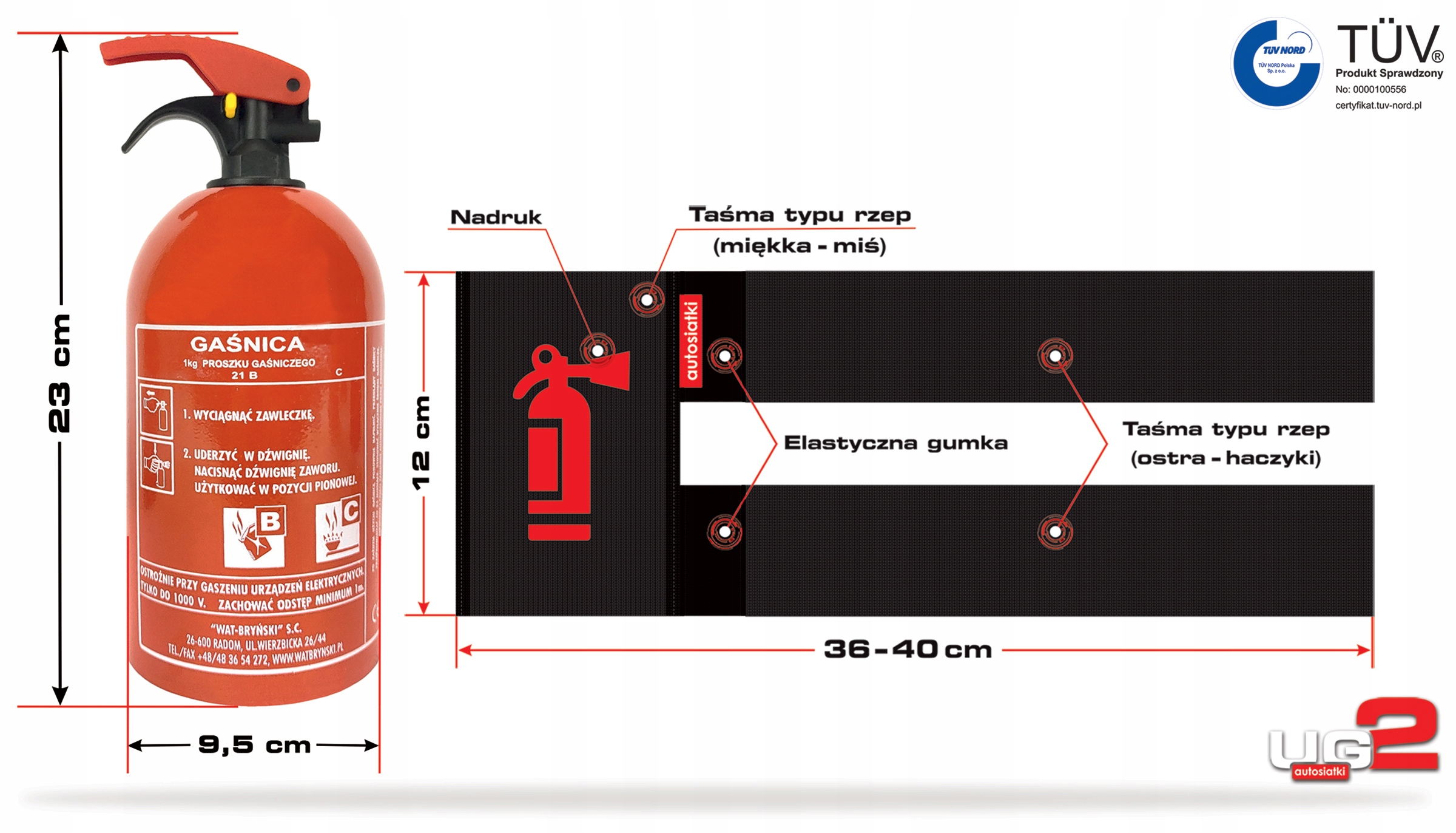 ОГНЕТУШИТЕЛЬ АВТОМОБИЛЬНАЯ 1KG + КРОНШТЕЙН ХОМУТ NA RZEP фото 7