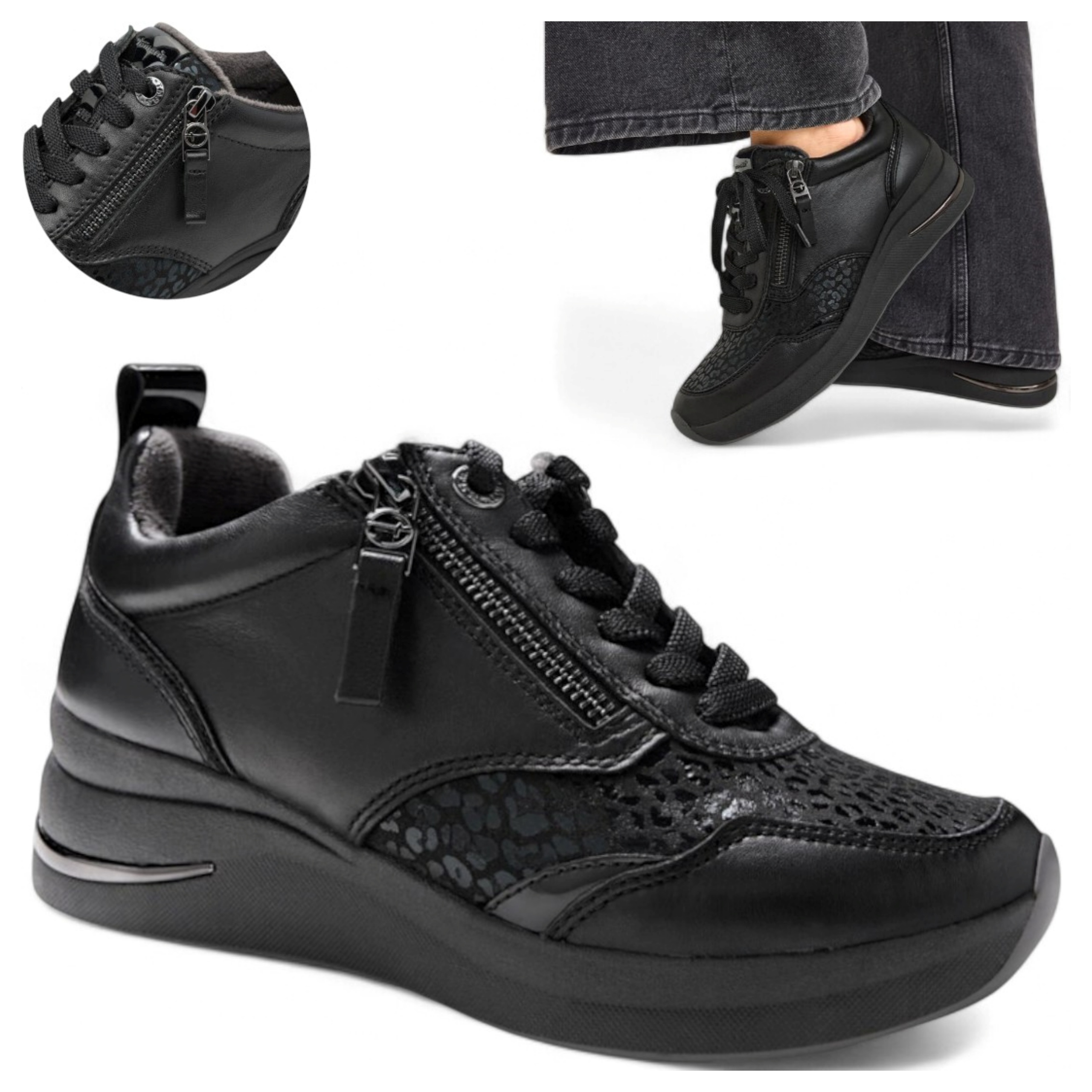 38 Tamaris Dámské podzimní polobotky z přírodní kůže, široké na halušky