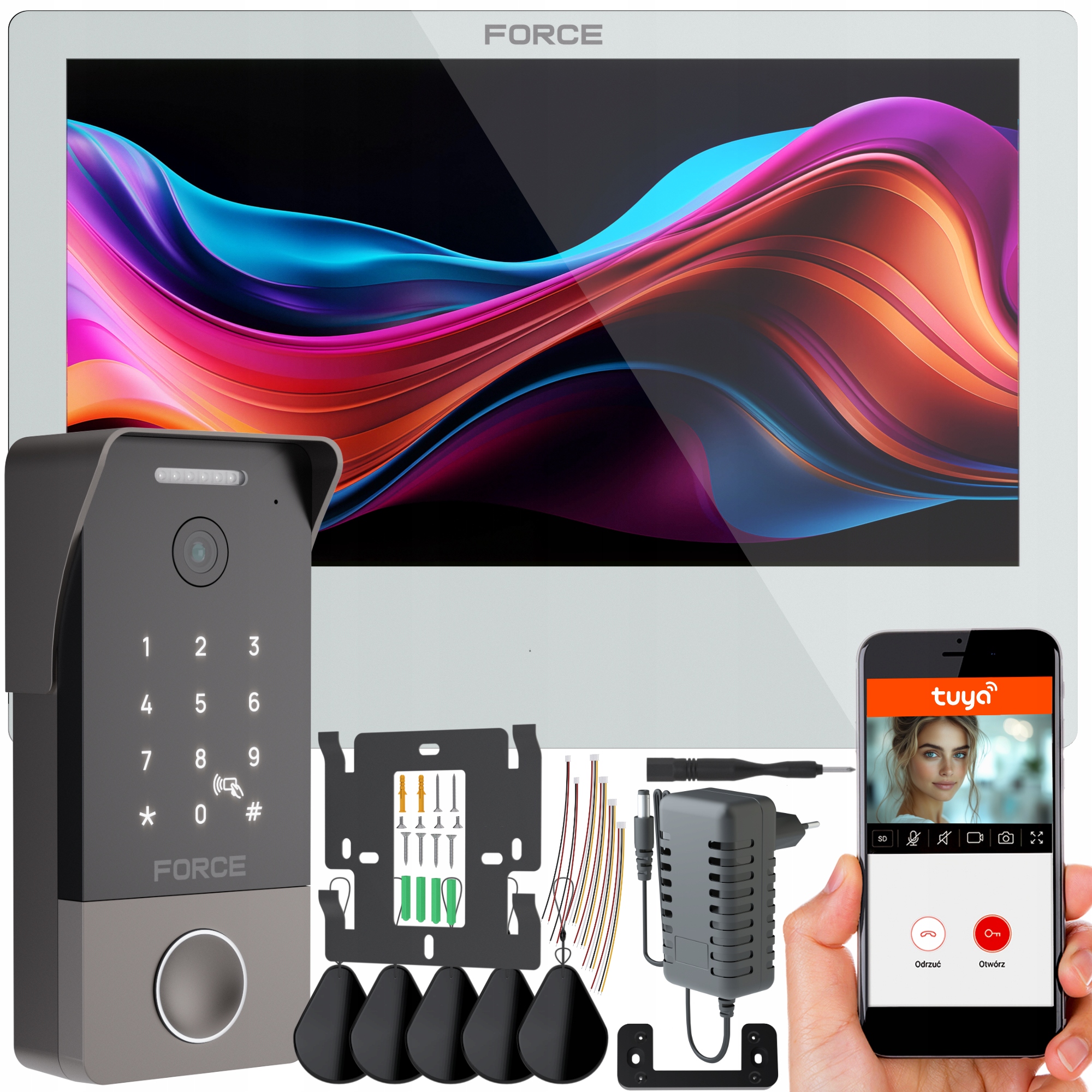 Videovrátnik Force Myway Pro 10" Biely WiFi Tuya Kľúčenky