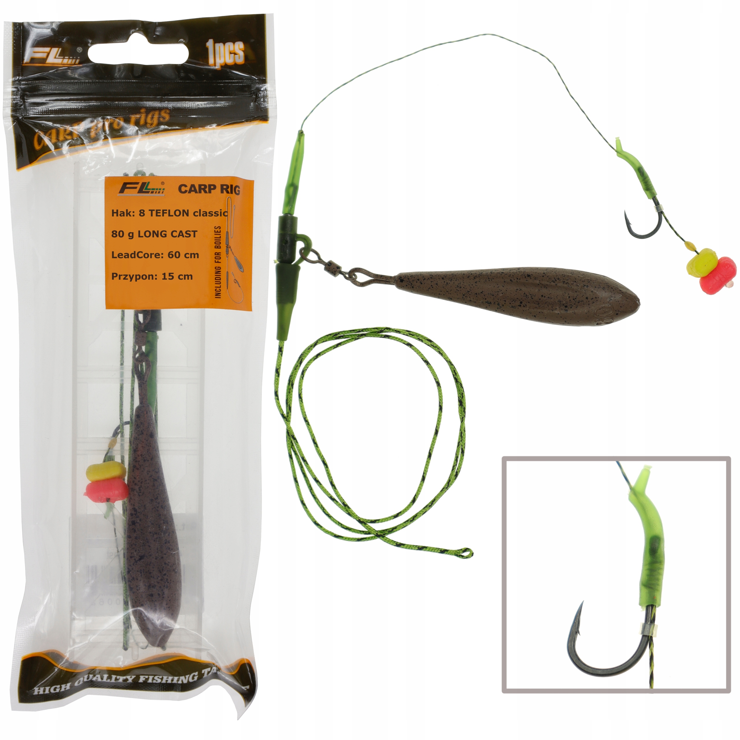 

Przypon karpiowy Leadcore ciężarek 80 g haczyk 8