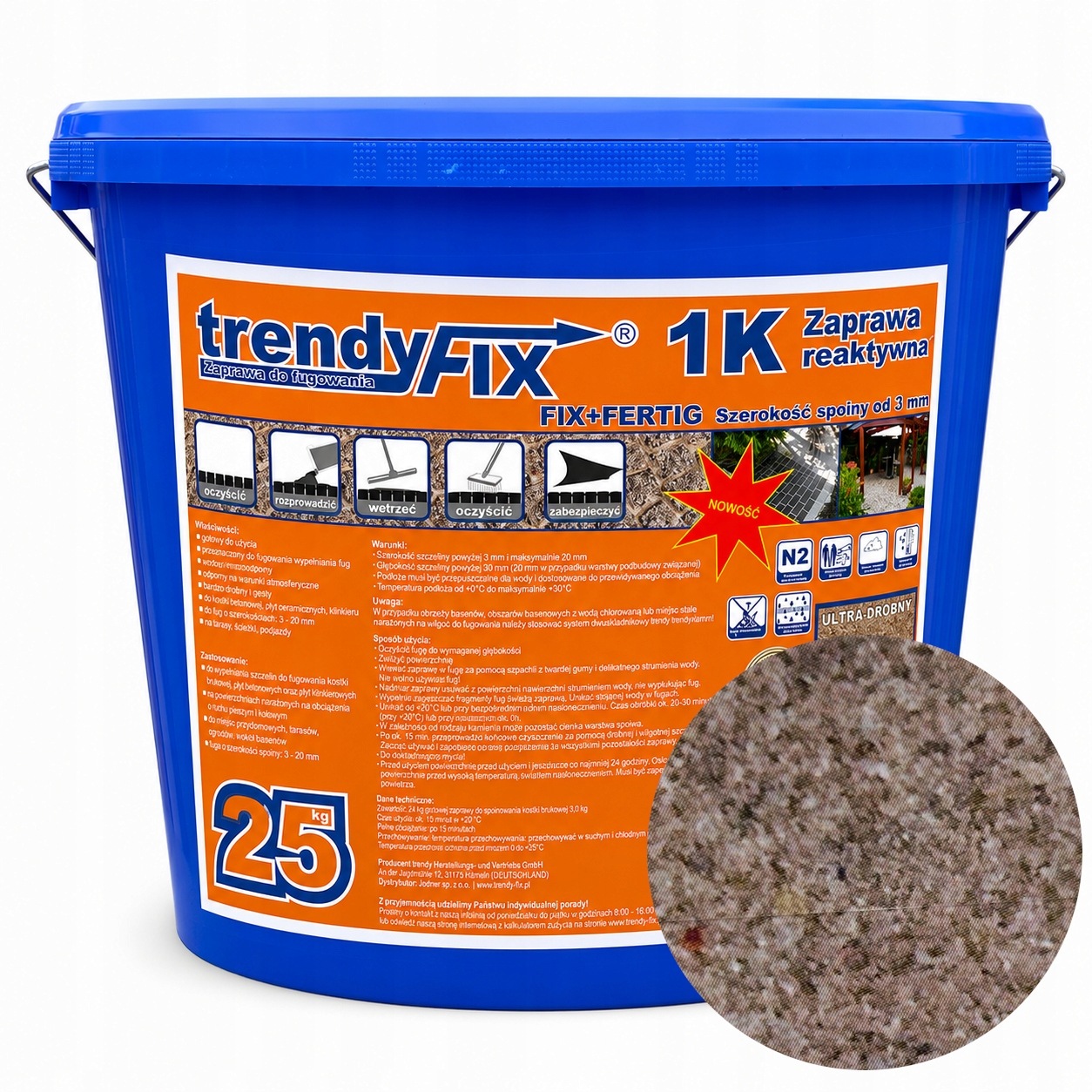Fuga Żywiczna do Kostki Brukowej 25kg TrendyFIX Piaskowa Jednoskładnikowa