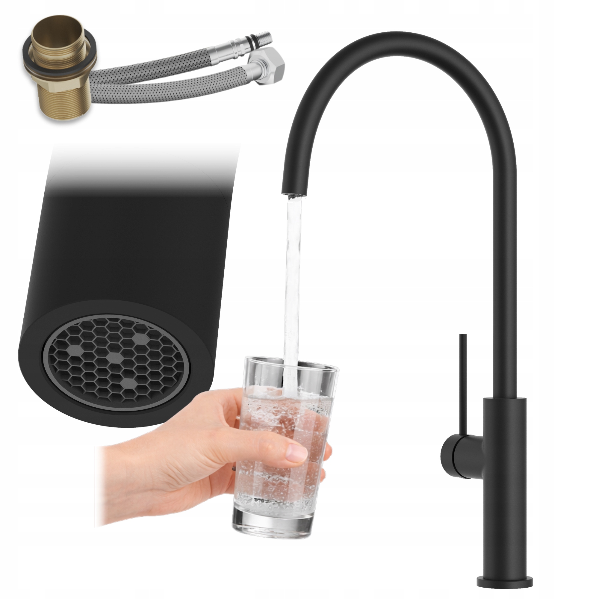 Kuchyňská baterie Kohoutek Černá Otočná Stojící baterie Prestige Slim Premium