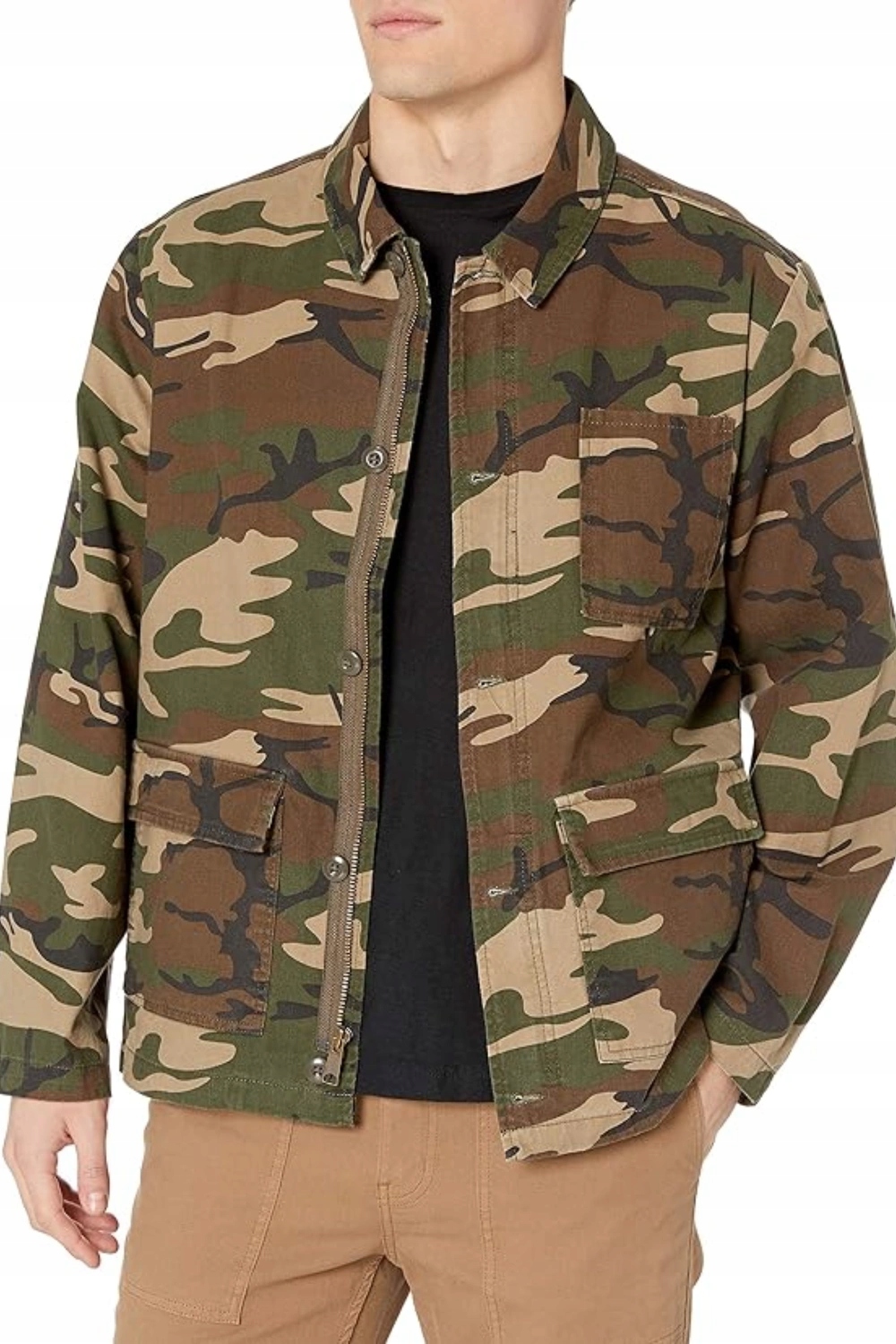 Pánská bunda Brixton Signal zapínací s límcem maskáčový katana vel. M