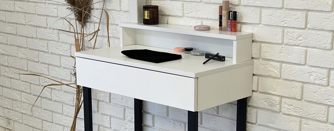 TOALETKA LENA PLUS BIAŁA MAT METAL CZARNE U 75CM Szerokość mebla 75 cm