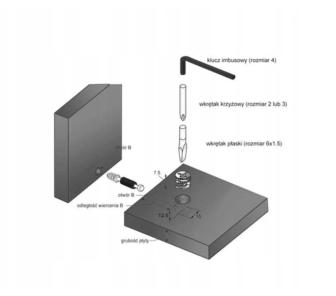 ZŁĄCZE MEBLOWE MIMOŚRODOWE dł 34 EURO 100 szt Marka DC