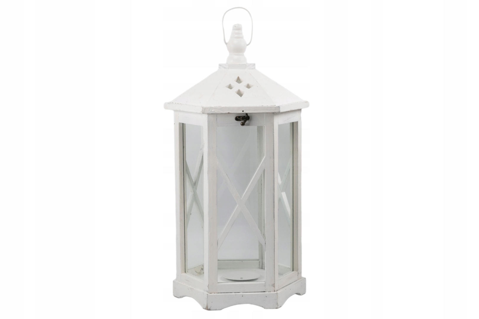 Drevený lampáš lampa s sviečka do záhrady biela L