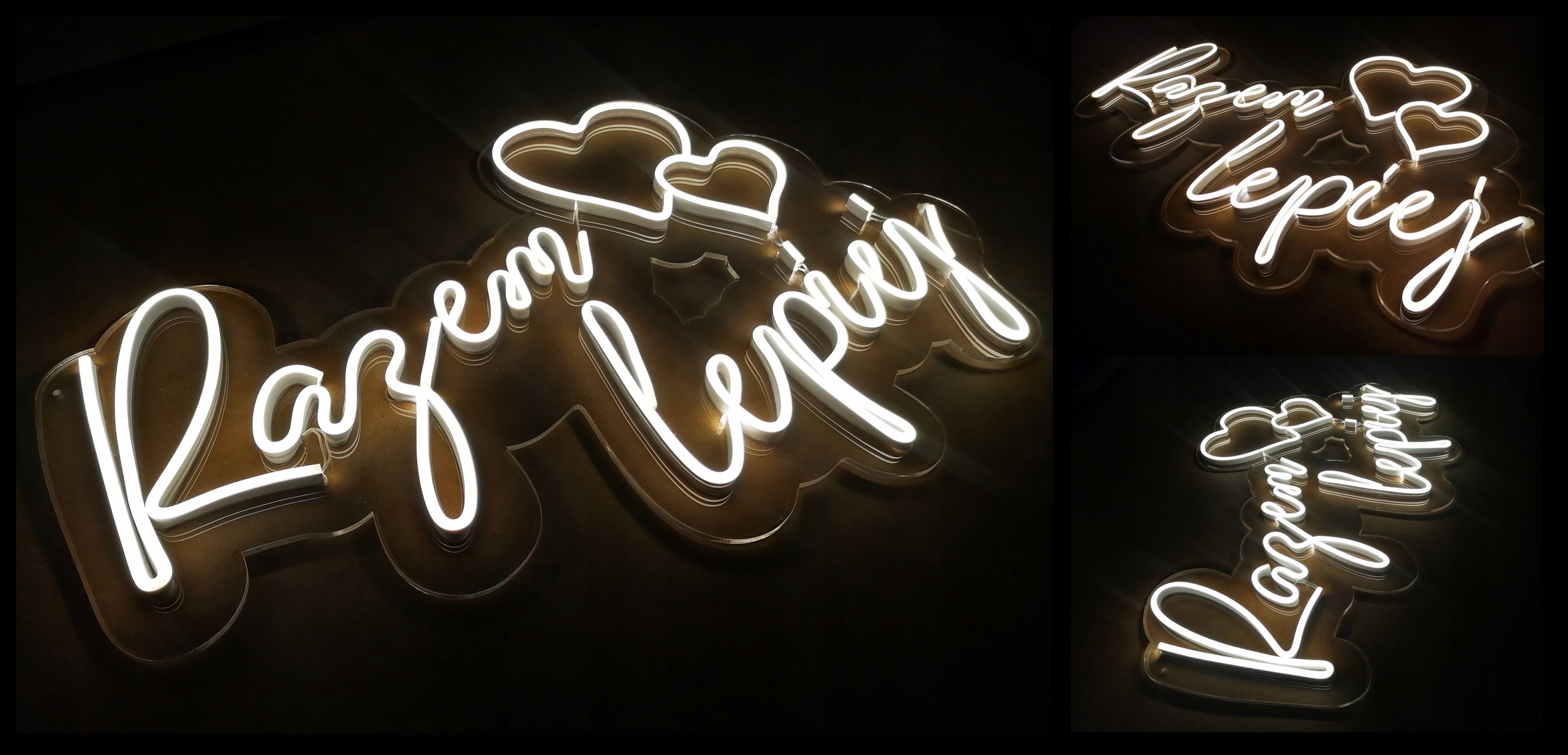 Neon LED Razem lepiej z sercem, ślub wesele dekoracja Szerokość produktu 60 cm