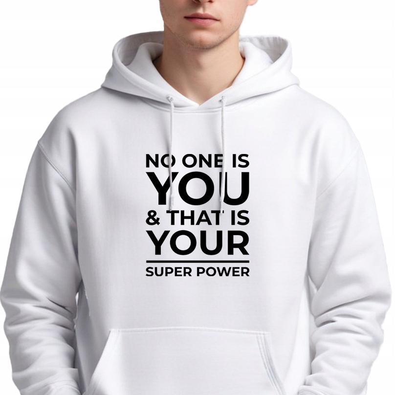 Mikina S Kapucí Bílá Hoodie Dárek pro kolegu No One Is You Vel M