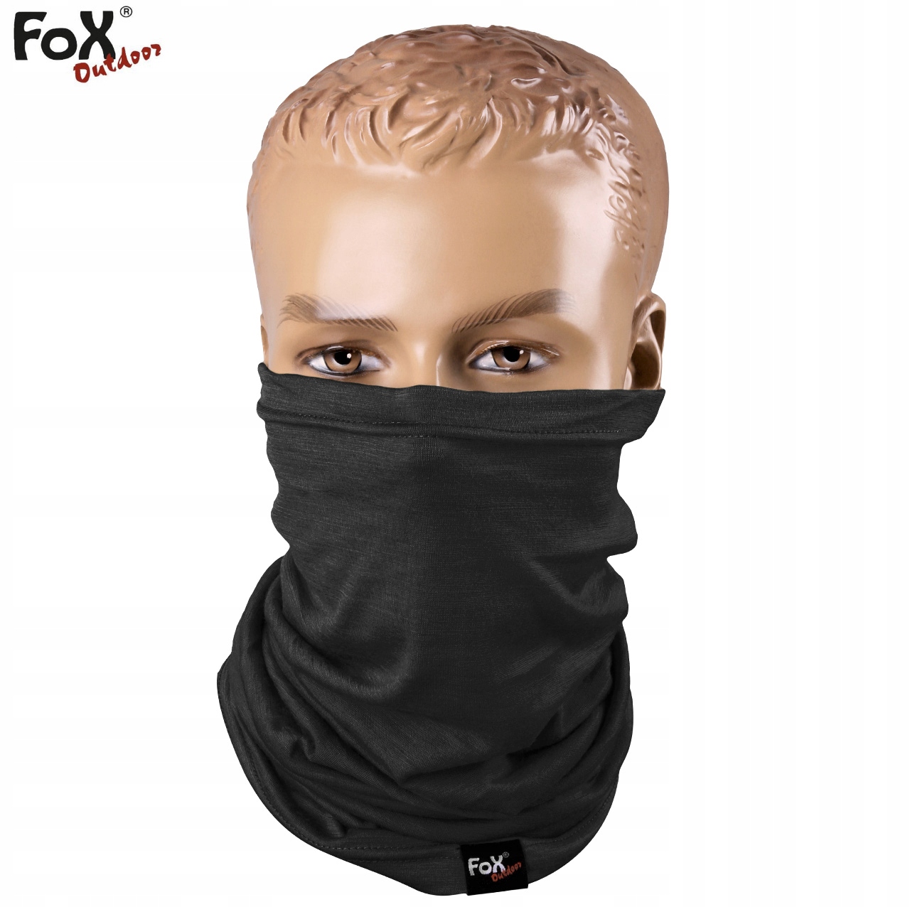 CHUSTA OCHRONNA KOMIN TERMOAKTYWNY SZAL MFH Fox WEŁNA MERINO LITE CZARNA Kolor czarny