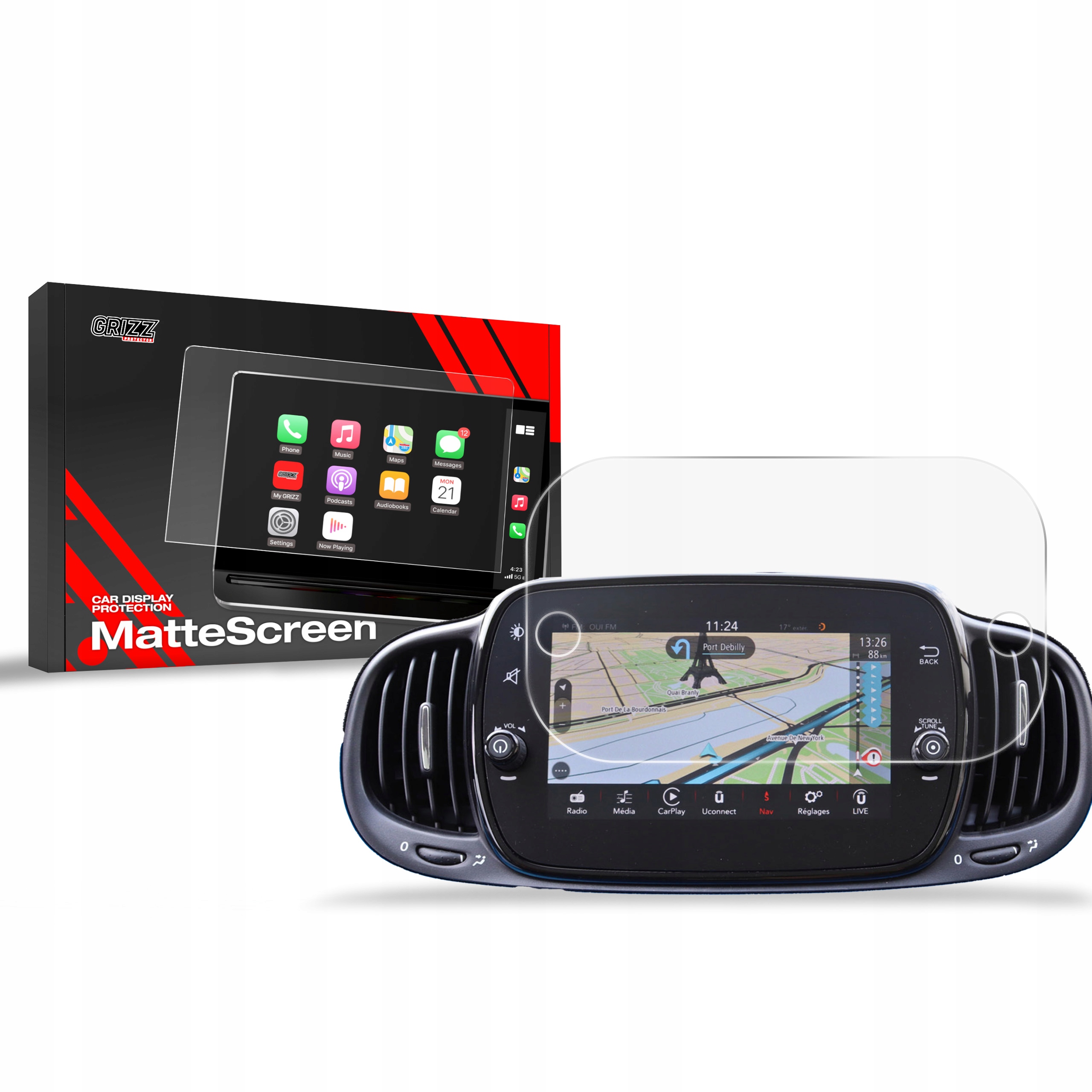 Ochranná fólie displeje (matná), Fiat 500, 2020-2024, Display 7"