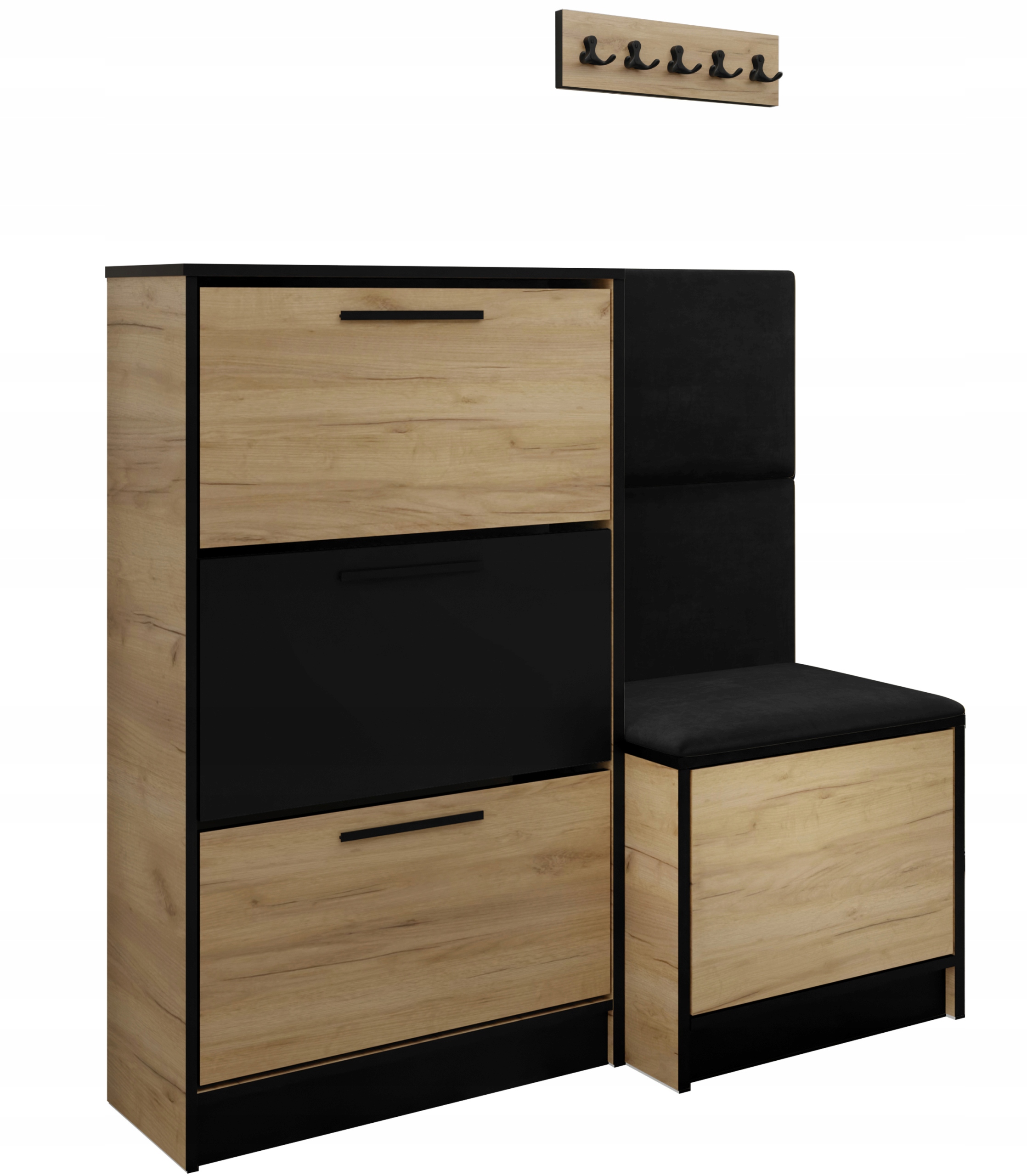 Sada Kubi botník a sedák dub craft zlatý černá tkanina