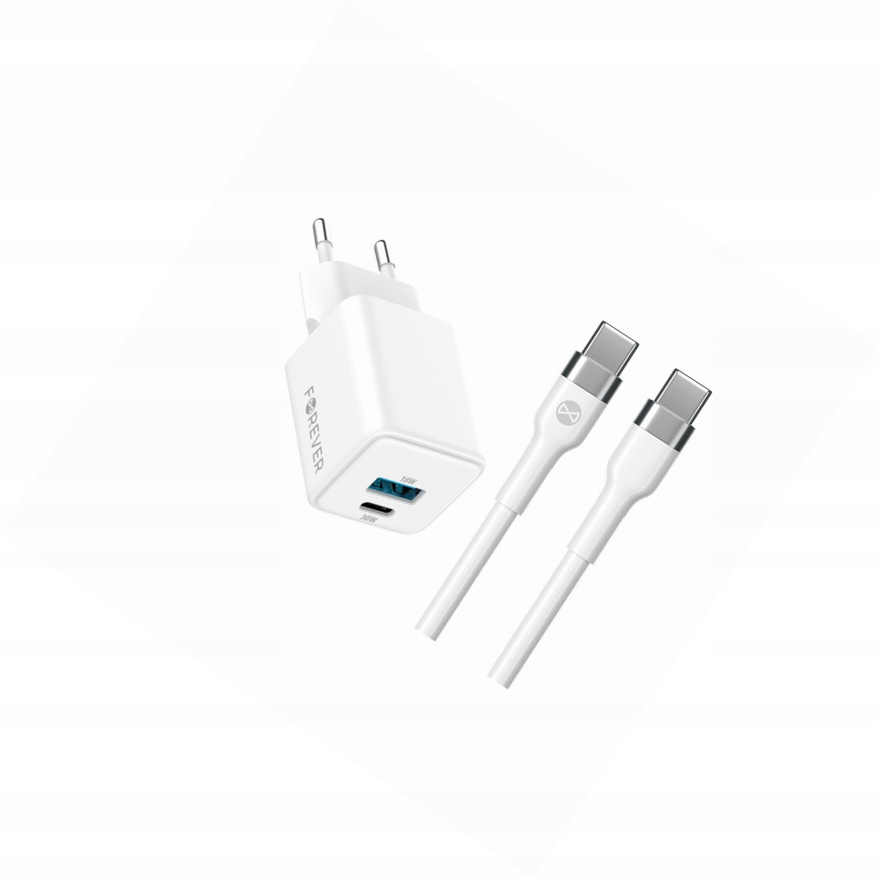 Szybka ładowarka GaN 30W 2 wejścia Usb i Usb-c z kablem do Samsung Z Flip 4