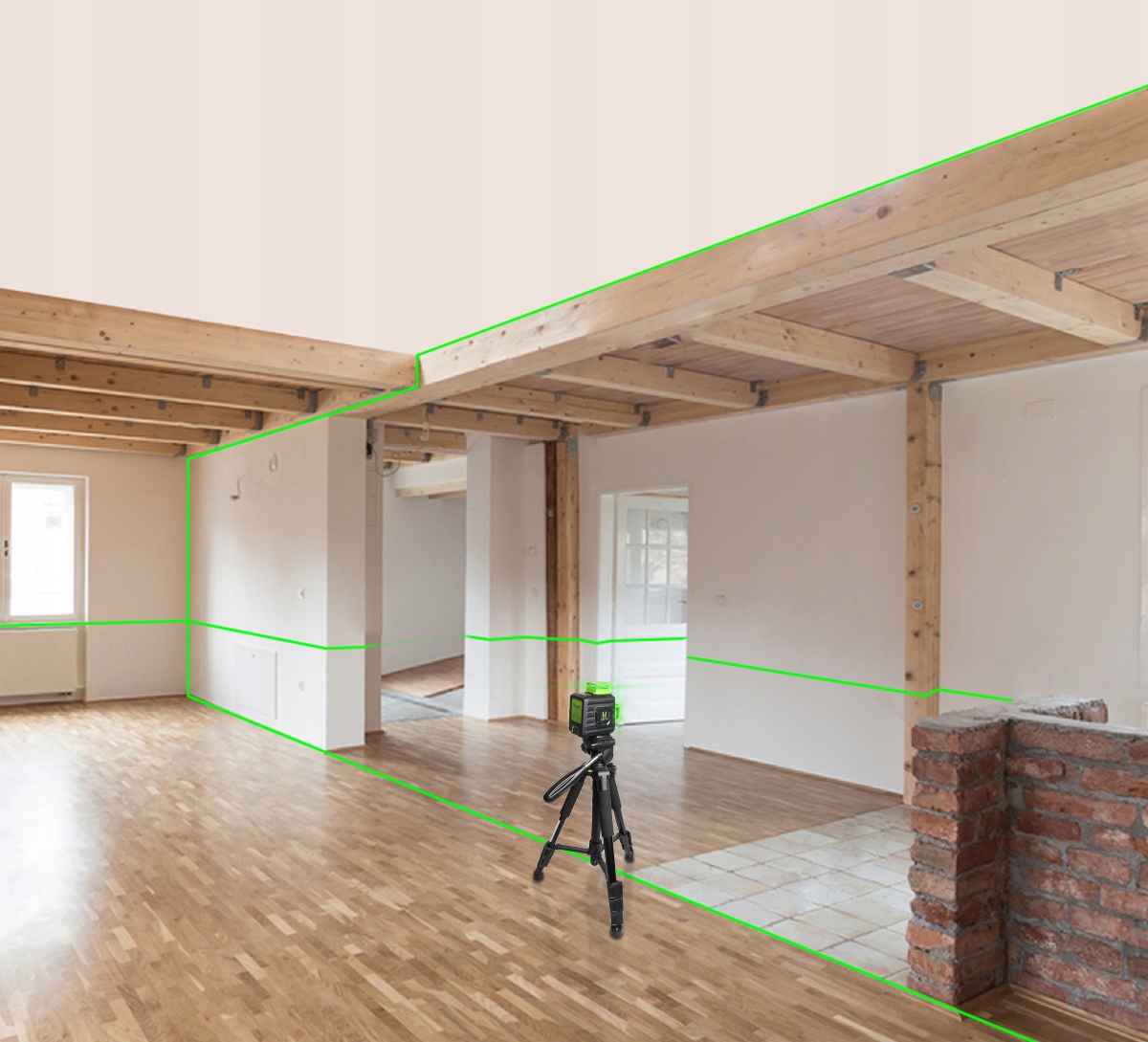 POZIOMICA LASEROWA 360+PUDEŁKO Z TWARDEGO PLASTIKU Kąt wyświetlania linii poziomej 360°