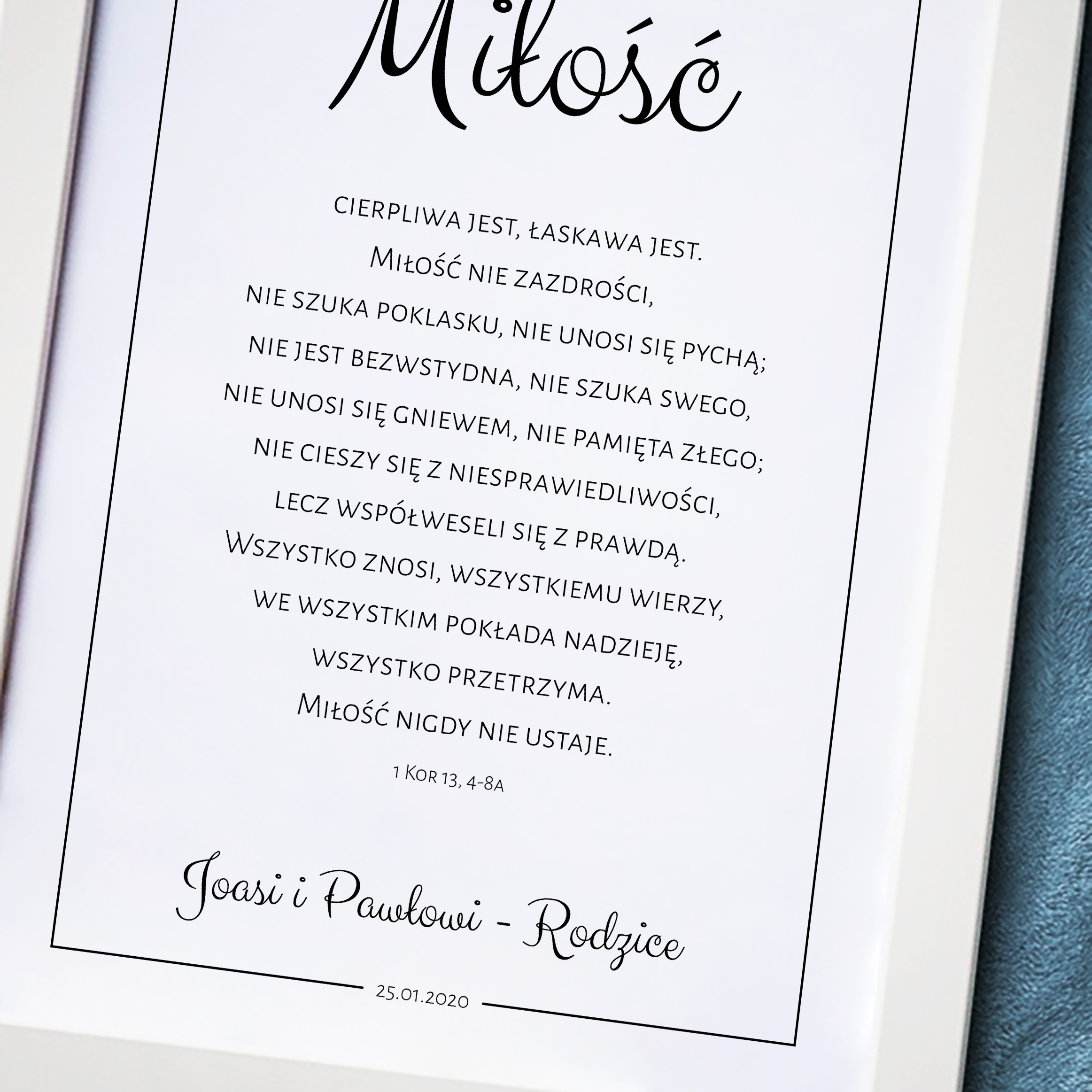 Hymn o Miłości, Prezent Ślubny, Rocznicowy | 21x30 Wysokość produktu 30 cm