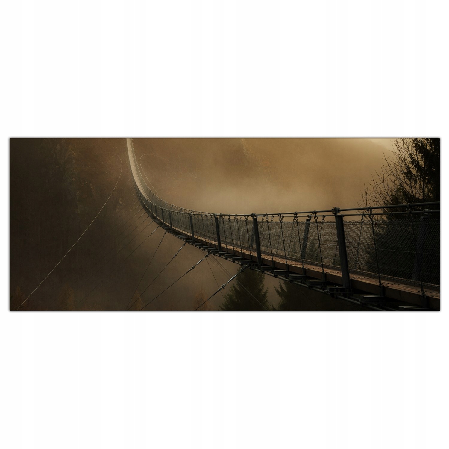 

Obraz na szkle Foto Most Mgła Góry Drzewa 125x50