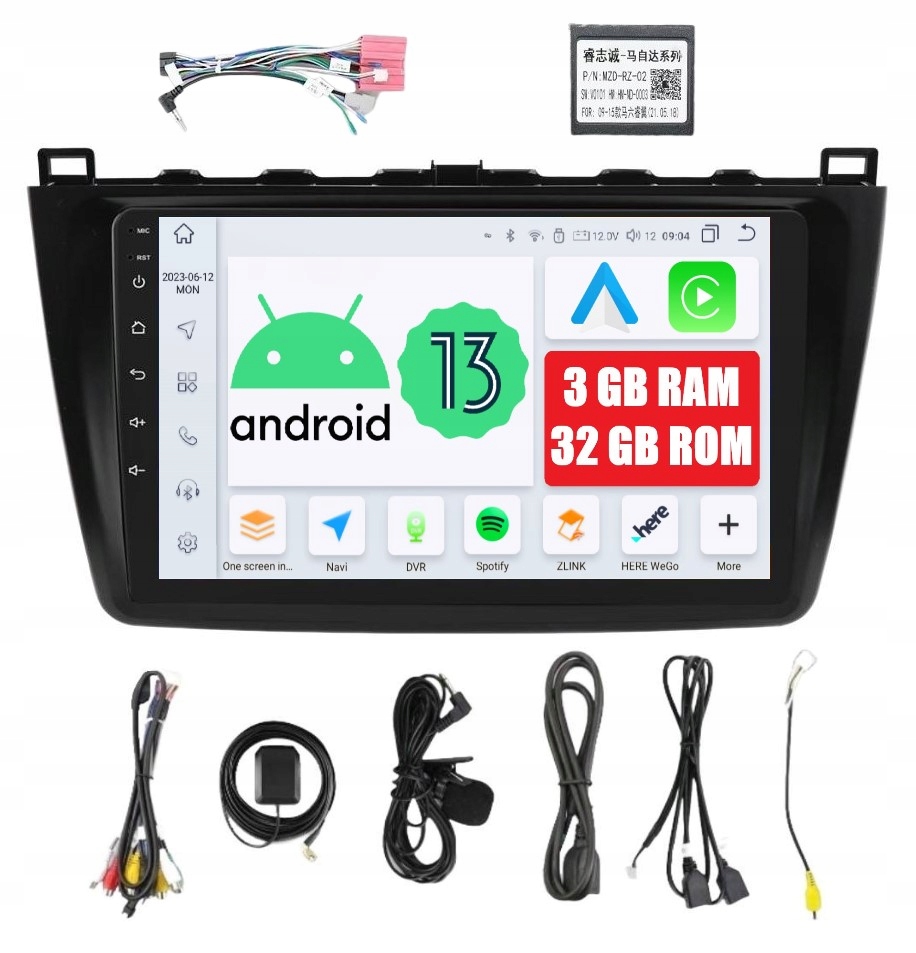 Navigace Rádio 2DIN Android Mazda 6 II 2 Carplay 3/32 Gb Dsp
