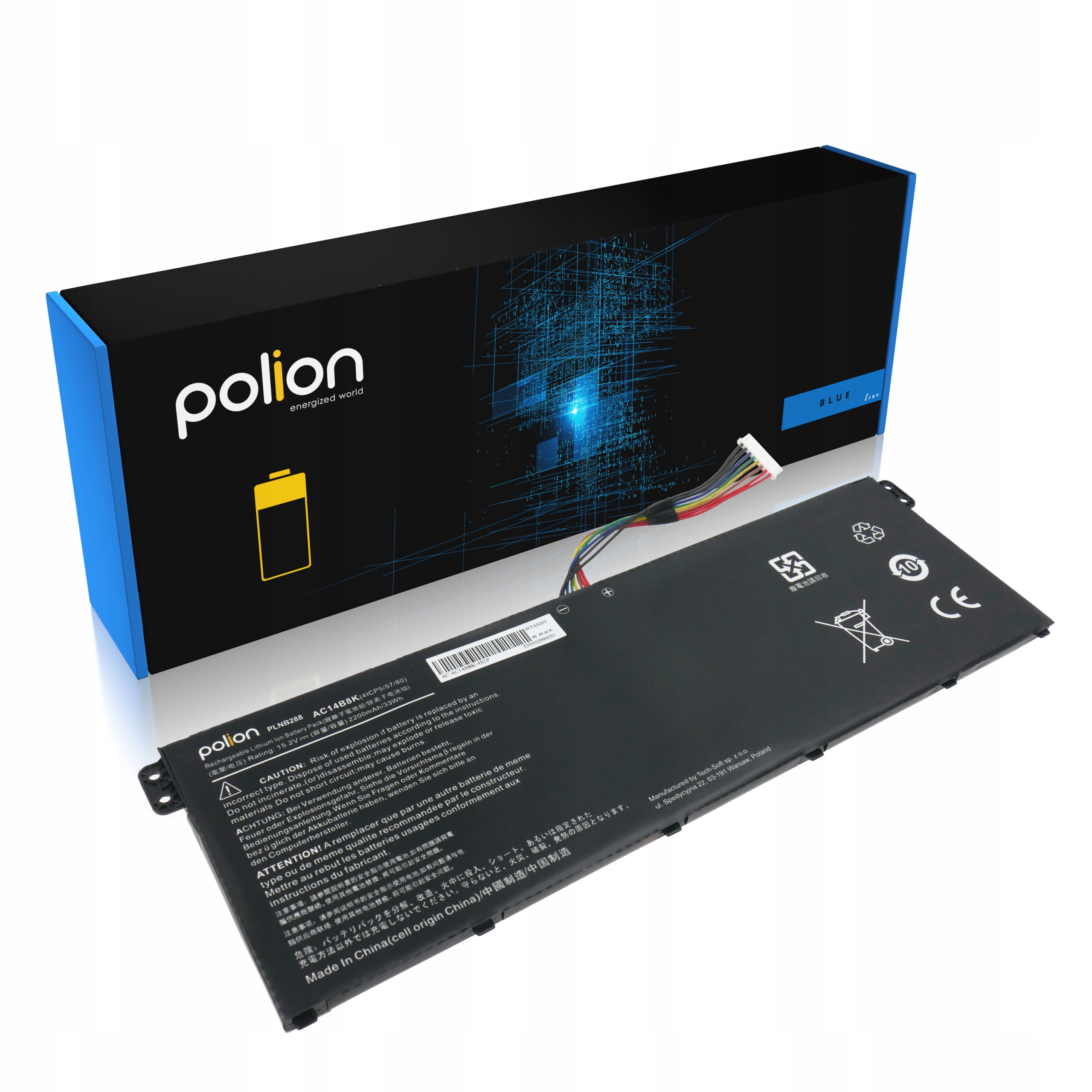 Bateria AC14B3K AC14B7K AC14B8K do laptopa ACER