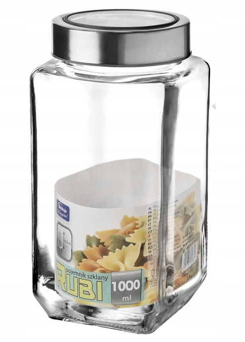 

Pojemnik szklany słoik kwadratowy Rubi 1L szary