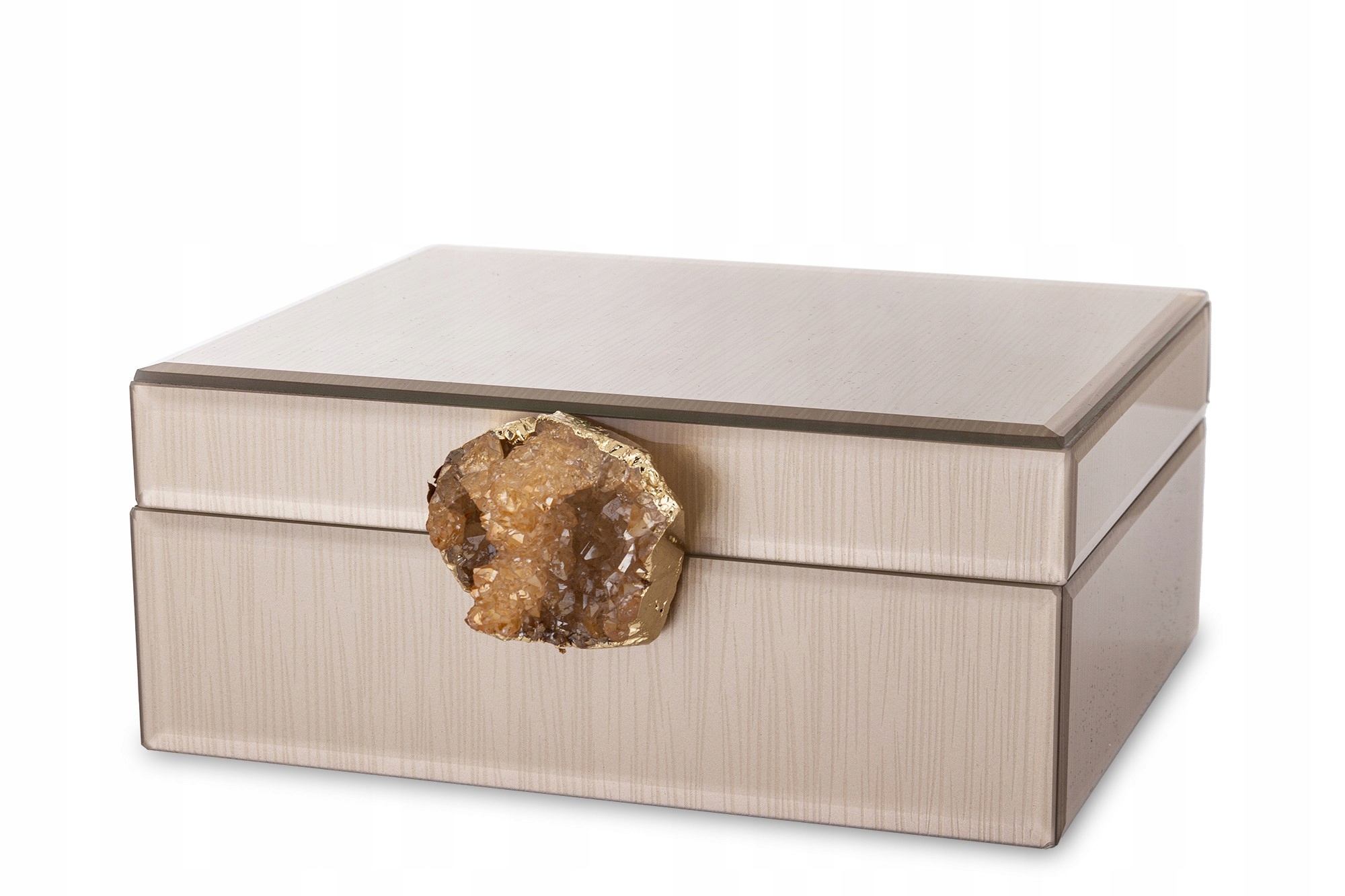 Skleněná Šperkovnice Na Šperky Kazeta Glamour Zlatý Achát Kámen