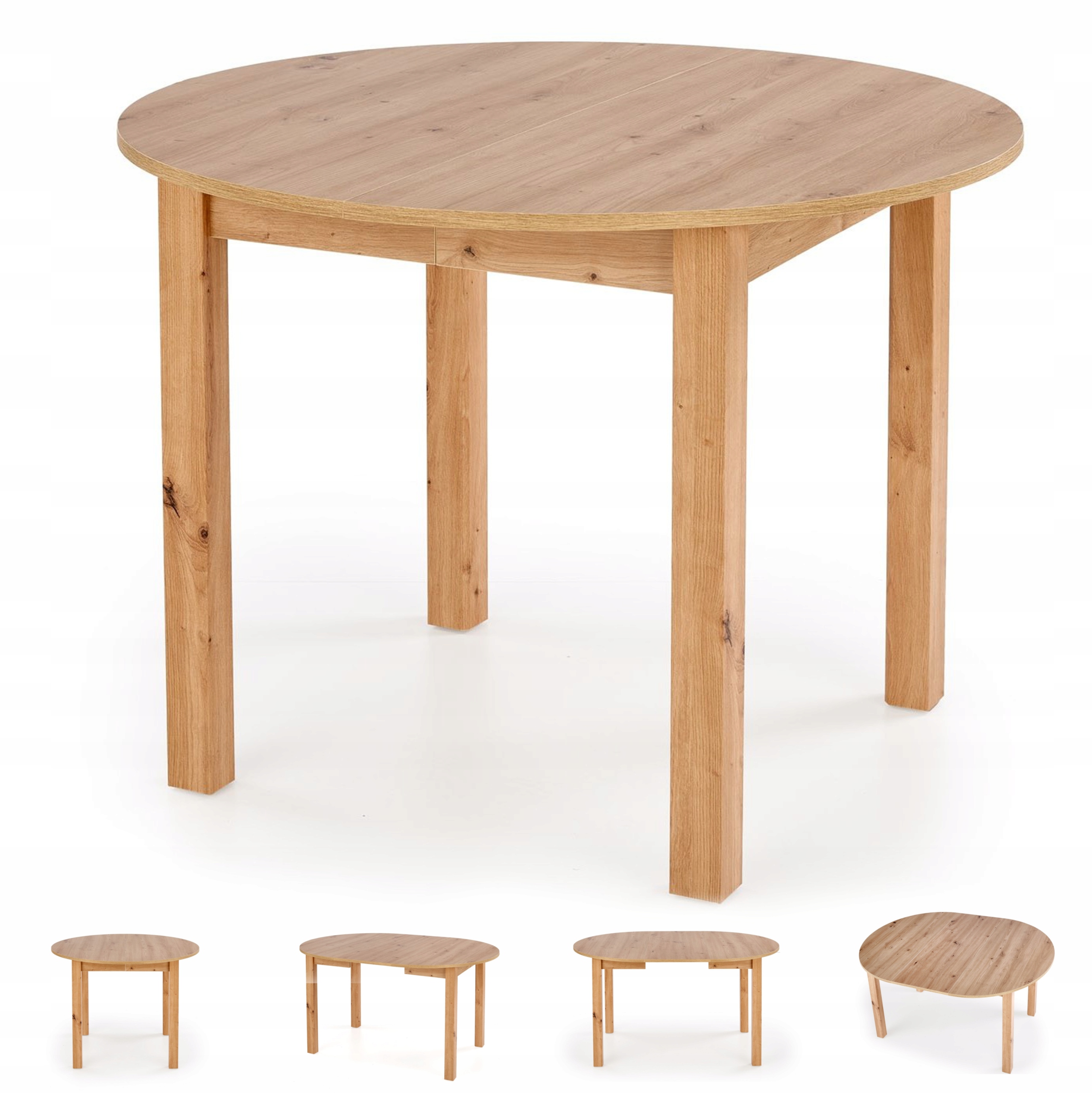 kulatý rozkládací stůl Rapallo Ø102 cm do kuchyně obývacího pokoje, jídelny, dub artisan