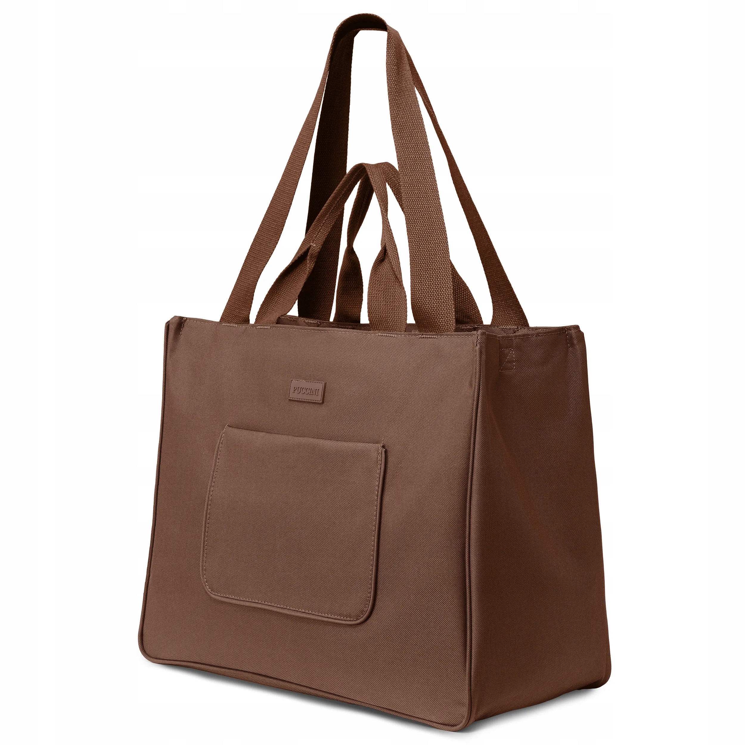 Puccini Látková taška shopper s kapsami přes rameno hnědá TD250-2