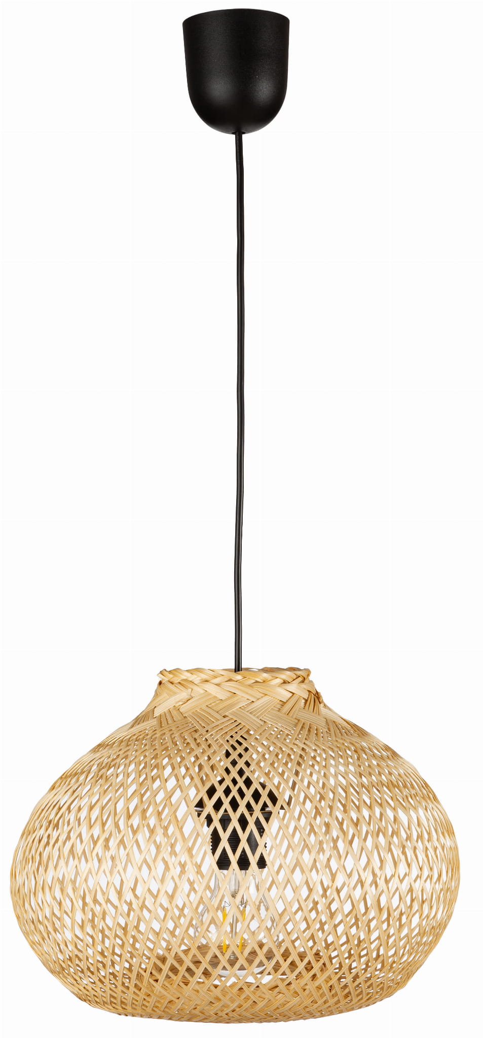 Lampa wisząca czarna Boho bambusowa 30cm TH04S