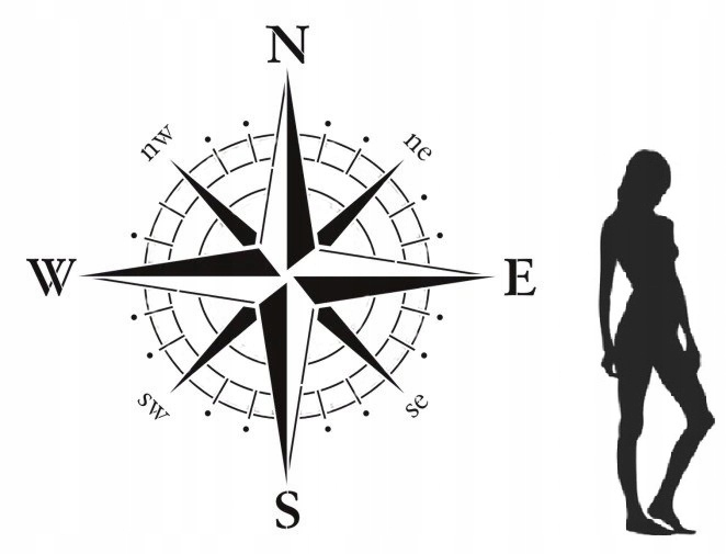 Omítací malířská šablona Větrná růžice 250 cm Kompas XXL Betonová omítka dekor