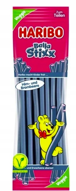 9 Sztuk Haribo Żelki 170G Balla Stixx Malina Jeżyna