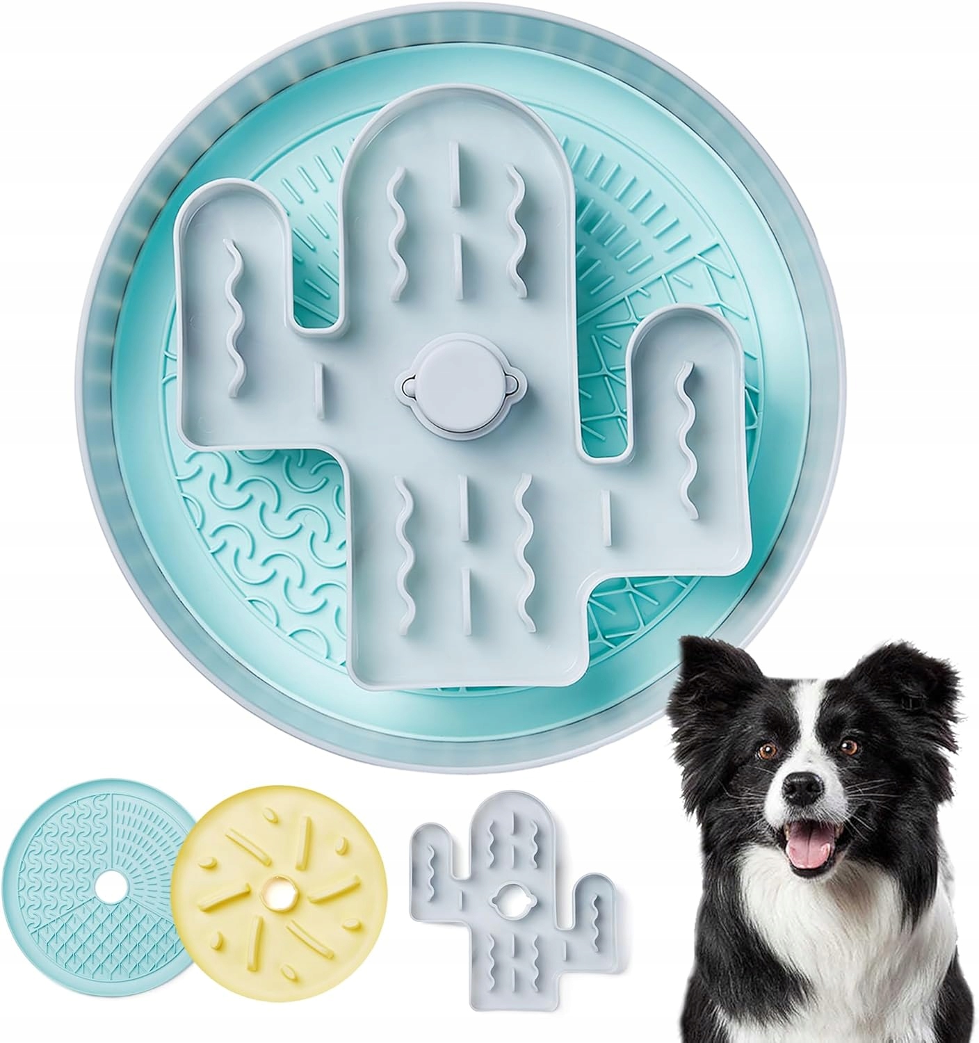 Levně Miska pro psa zpomalující jídlo 25,5 cm s podložkou žlutá