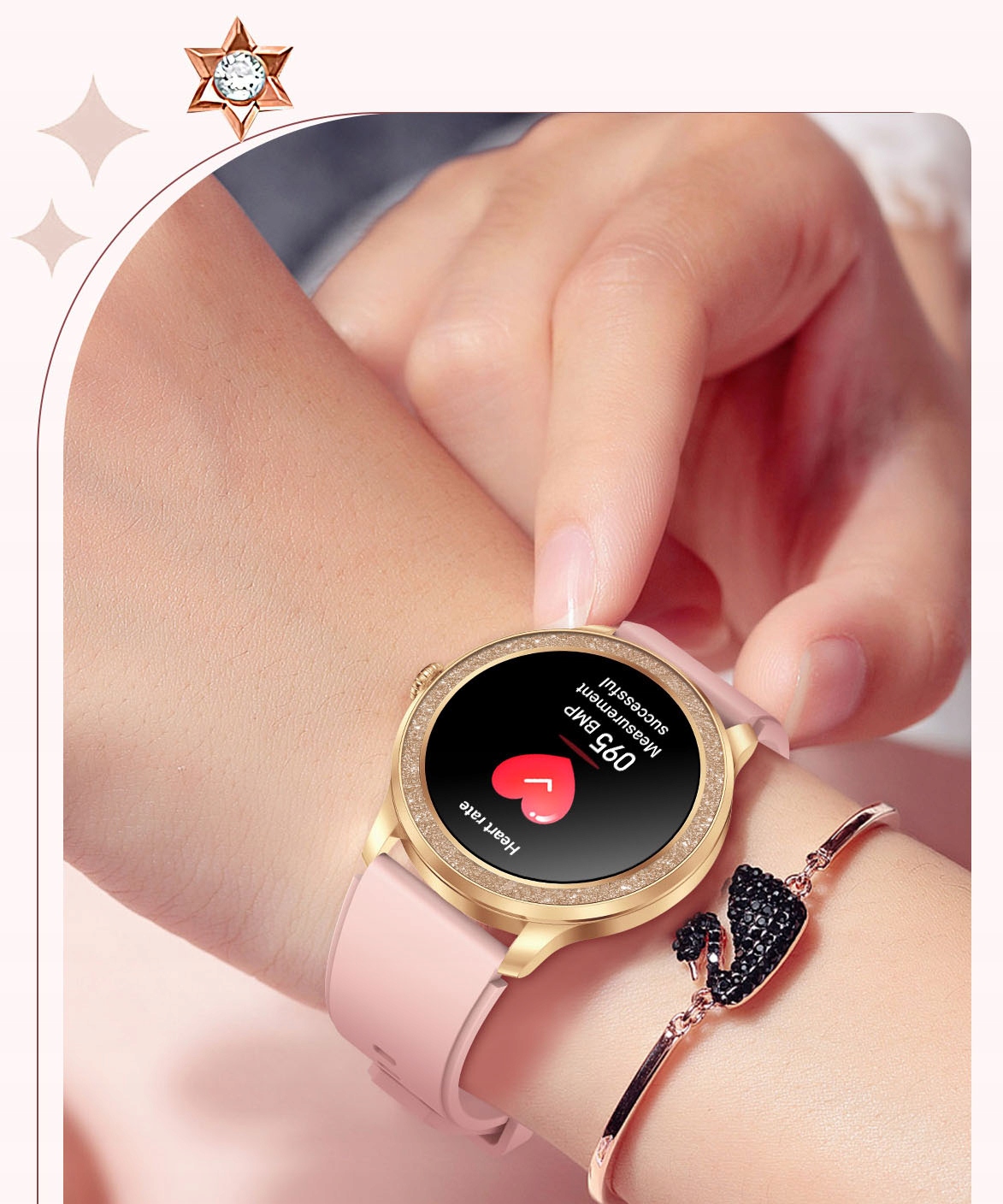 SMARTWATCH ZEGAREK DAMSKI POLSKIE MENU ROZMOWY CIŚNIENIE PULS SPORT ZDROWIE Pojemność akumulatora 260 mAh