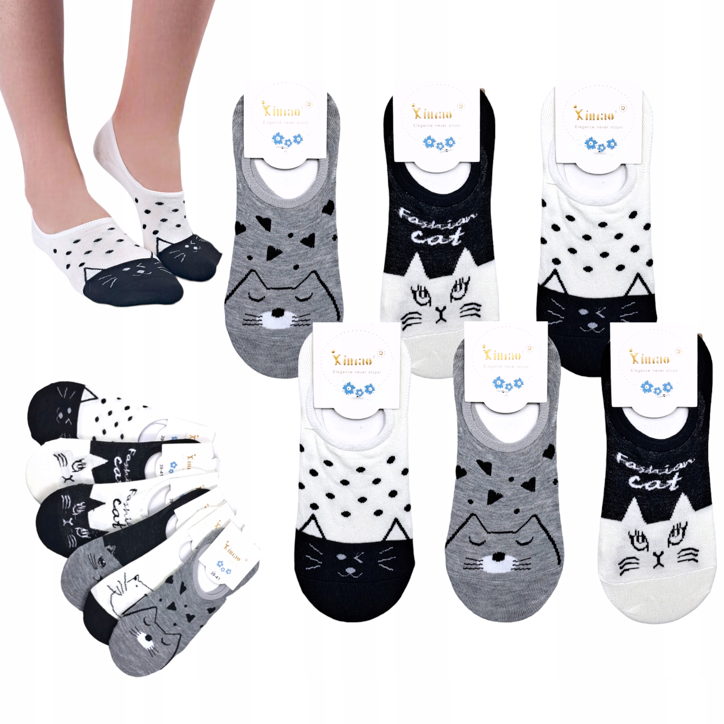 

6x Bawełniane Stopki Niskie Wesołe 39-41